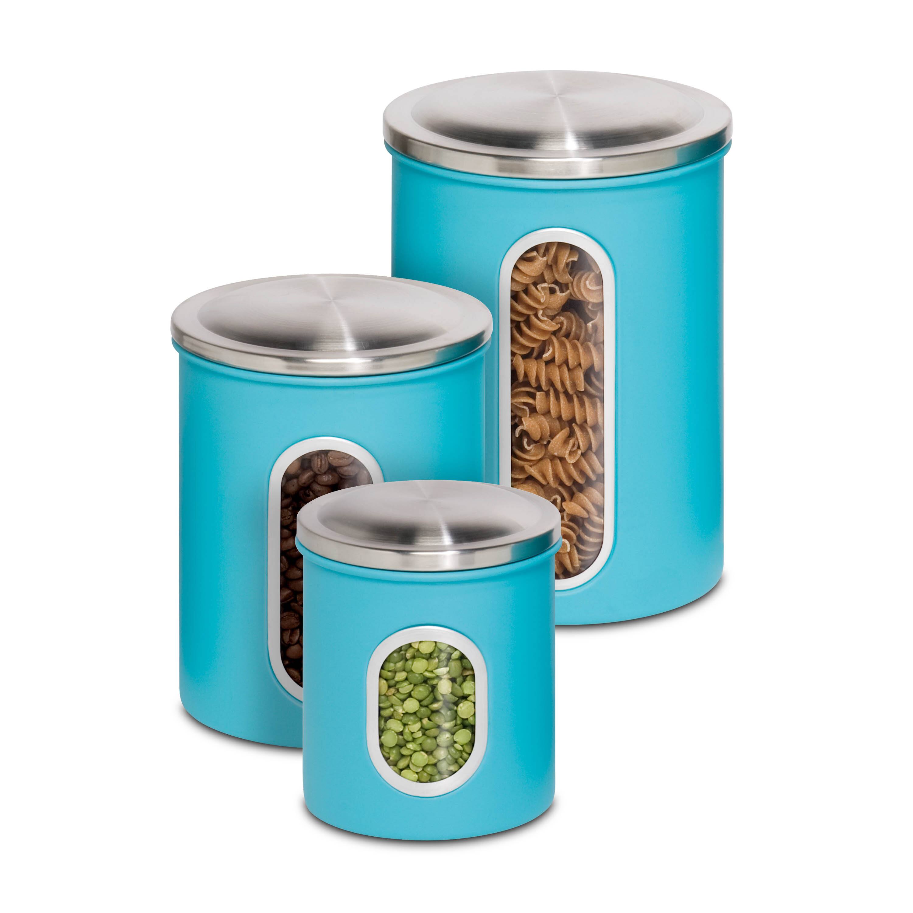 Honey Can Do Turquoise Kitchen Storage Canisters, 3 Pieces