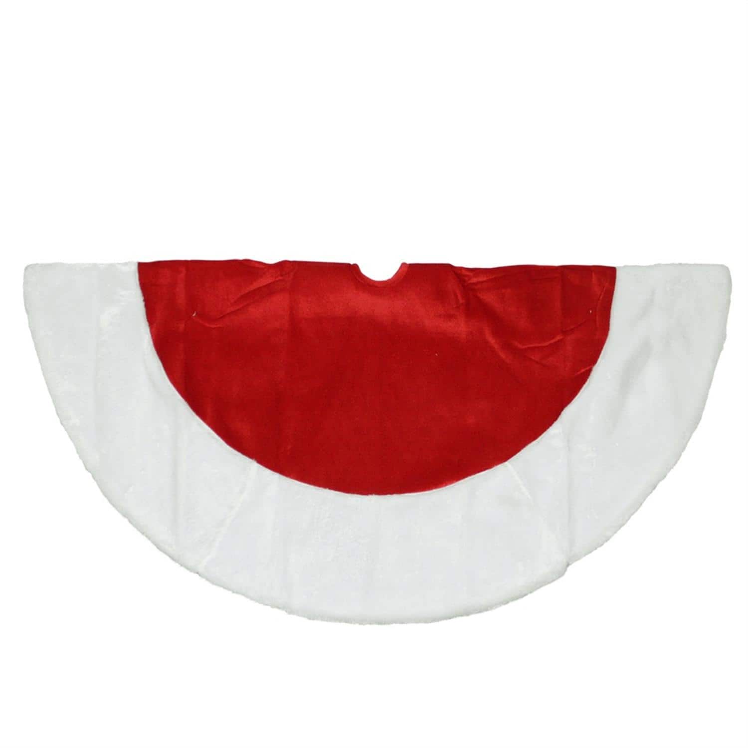 26&#x22; Red &#x26; White Velveteen Tree Skirt