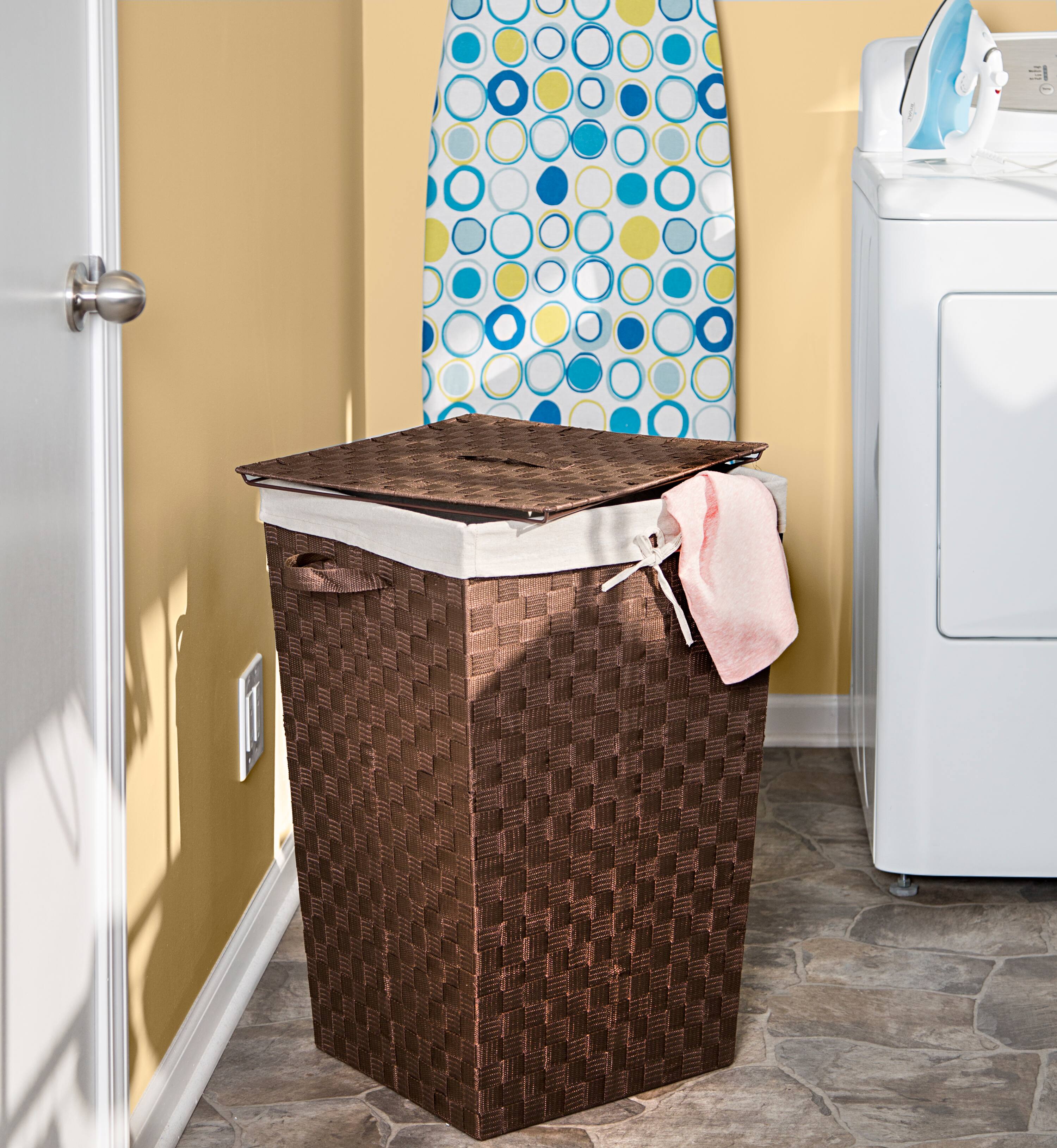 Honey Can Do Java Brown Decorative Woven Hamper with Lid