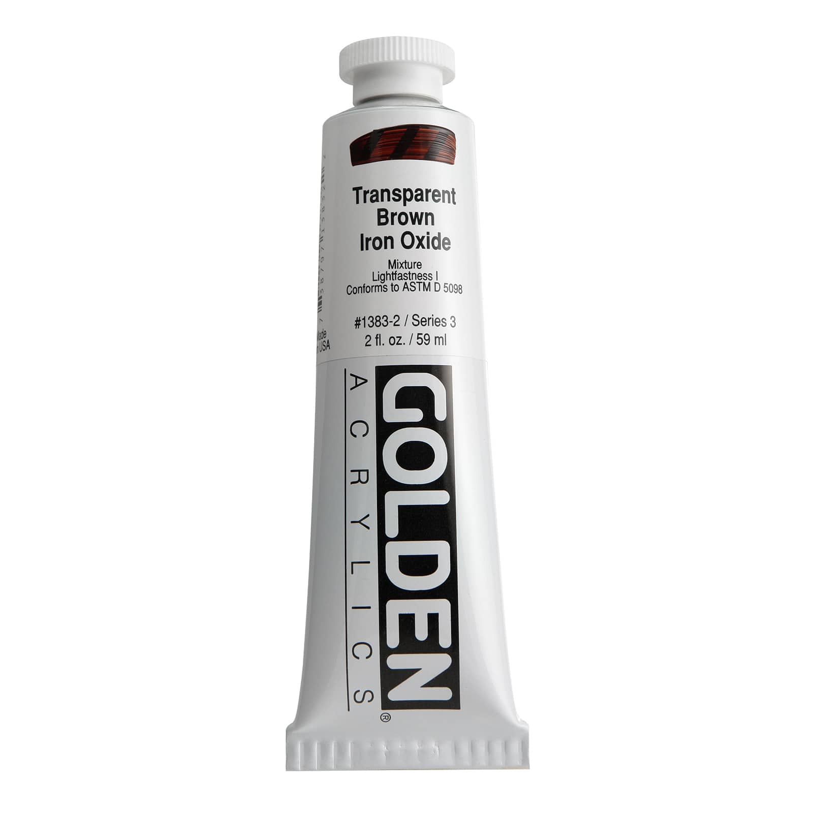 Golden Heavy Body Acrylic Paint, 2 oz in Transparent Brown Iron Oxide