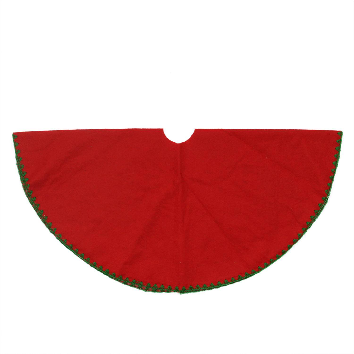 26&#x22; Christmas Traditions Cardinal Red with Green Stitching Mini Tree Skirt