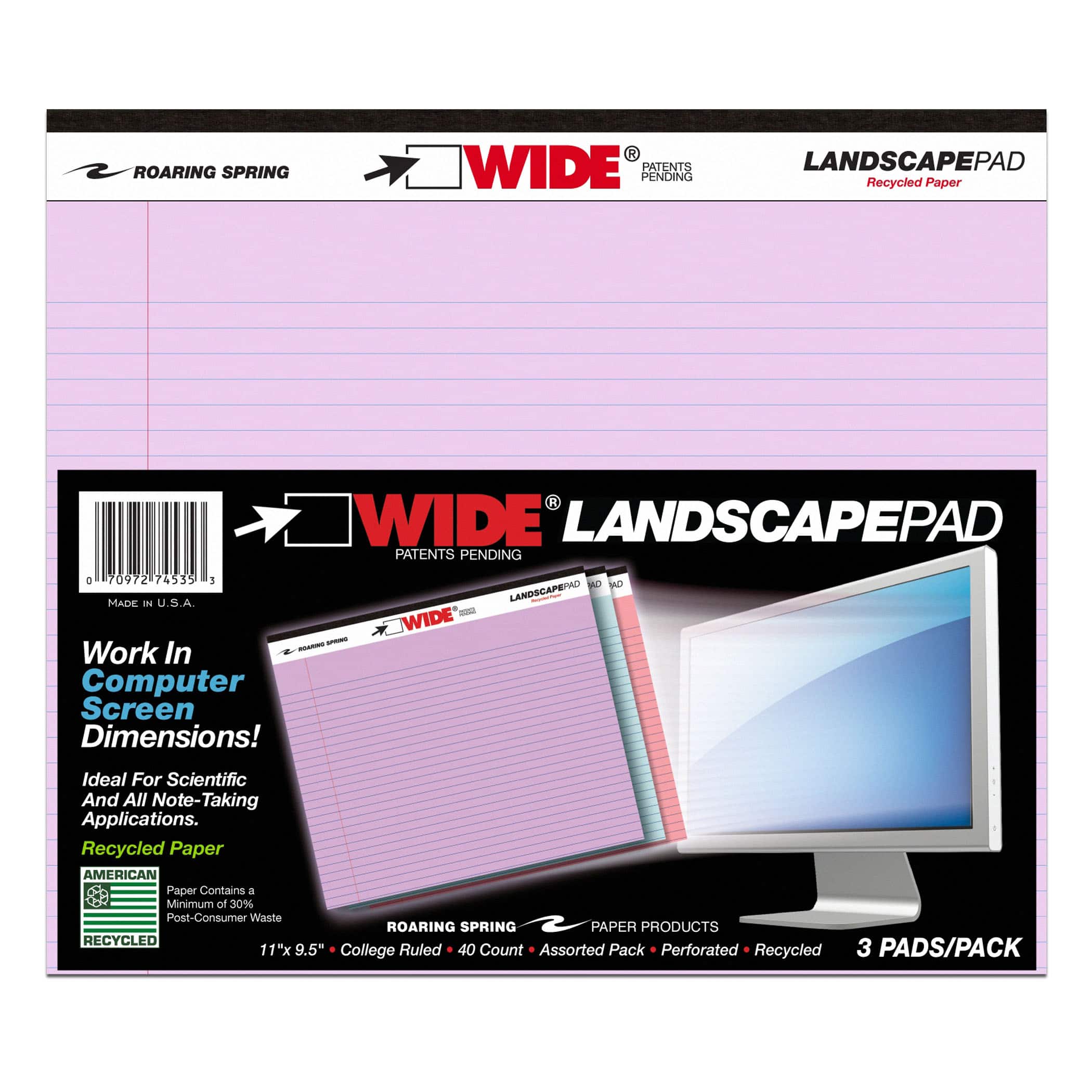 Orchid, Blue &#x26; Pink Landscape Legal Pad, Pack of 6