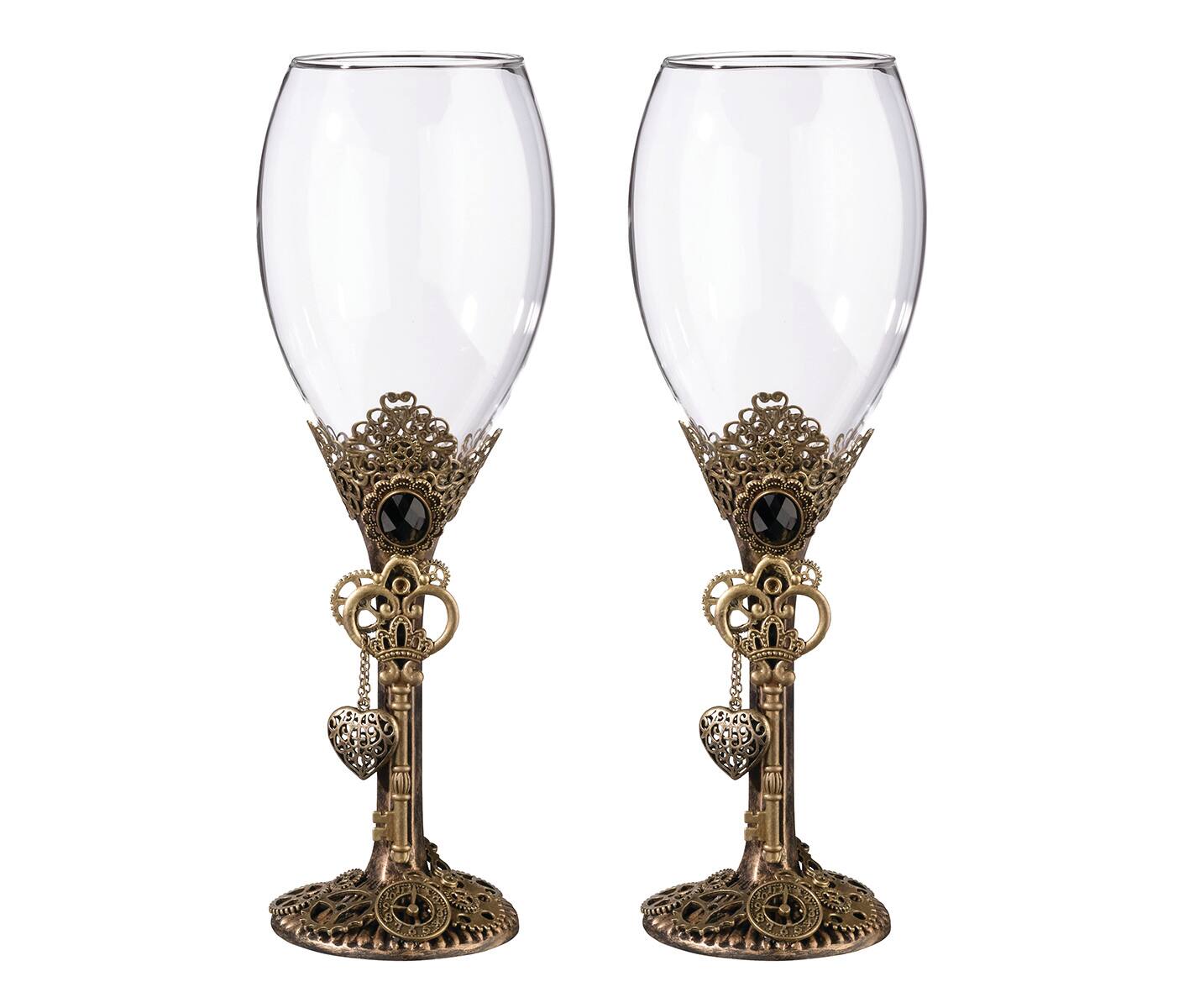 Lillian Rose Steampunk Wine Glass Set