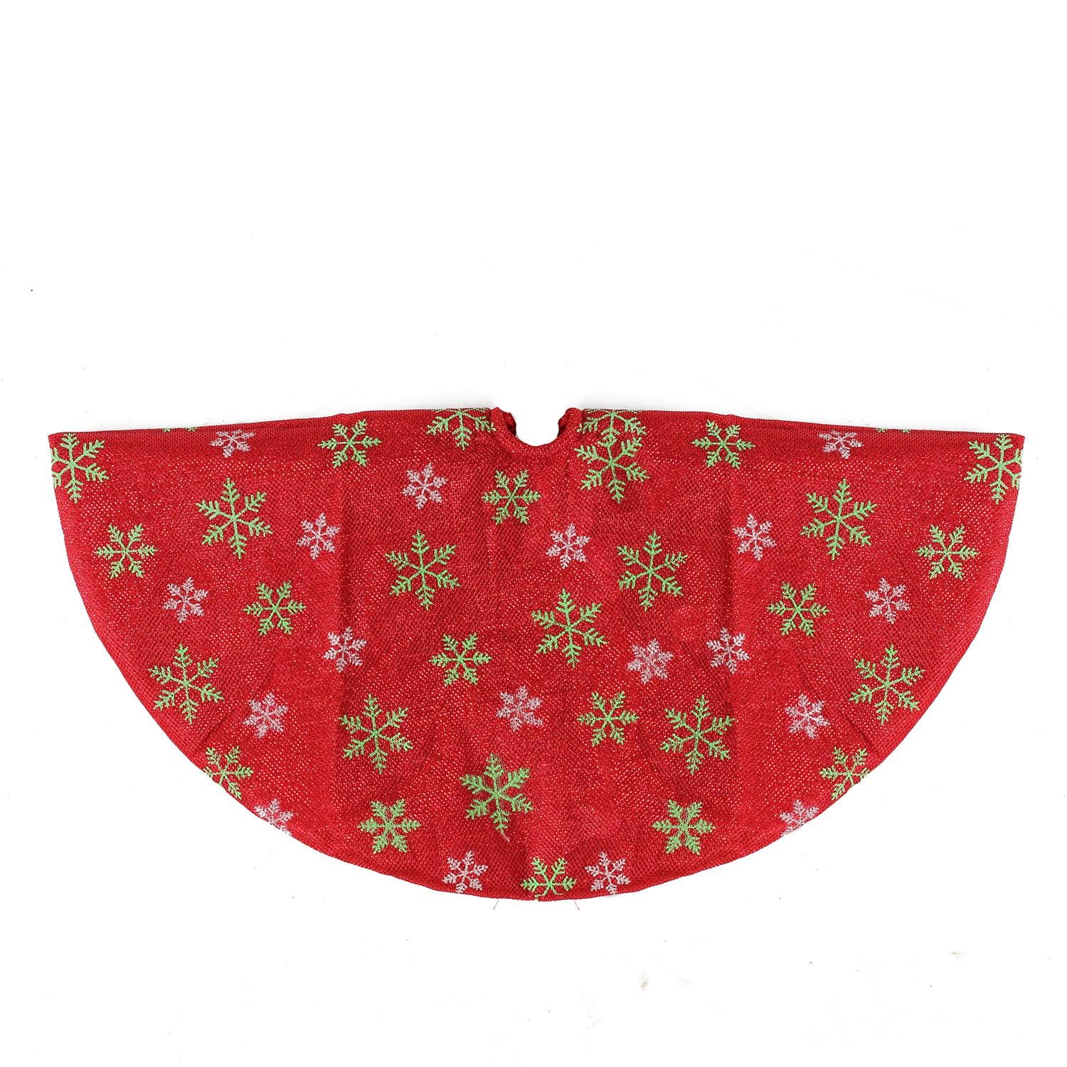 20&#x22; Red Metallic &#x26; Snowflake Print Mini Tree Skirt