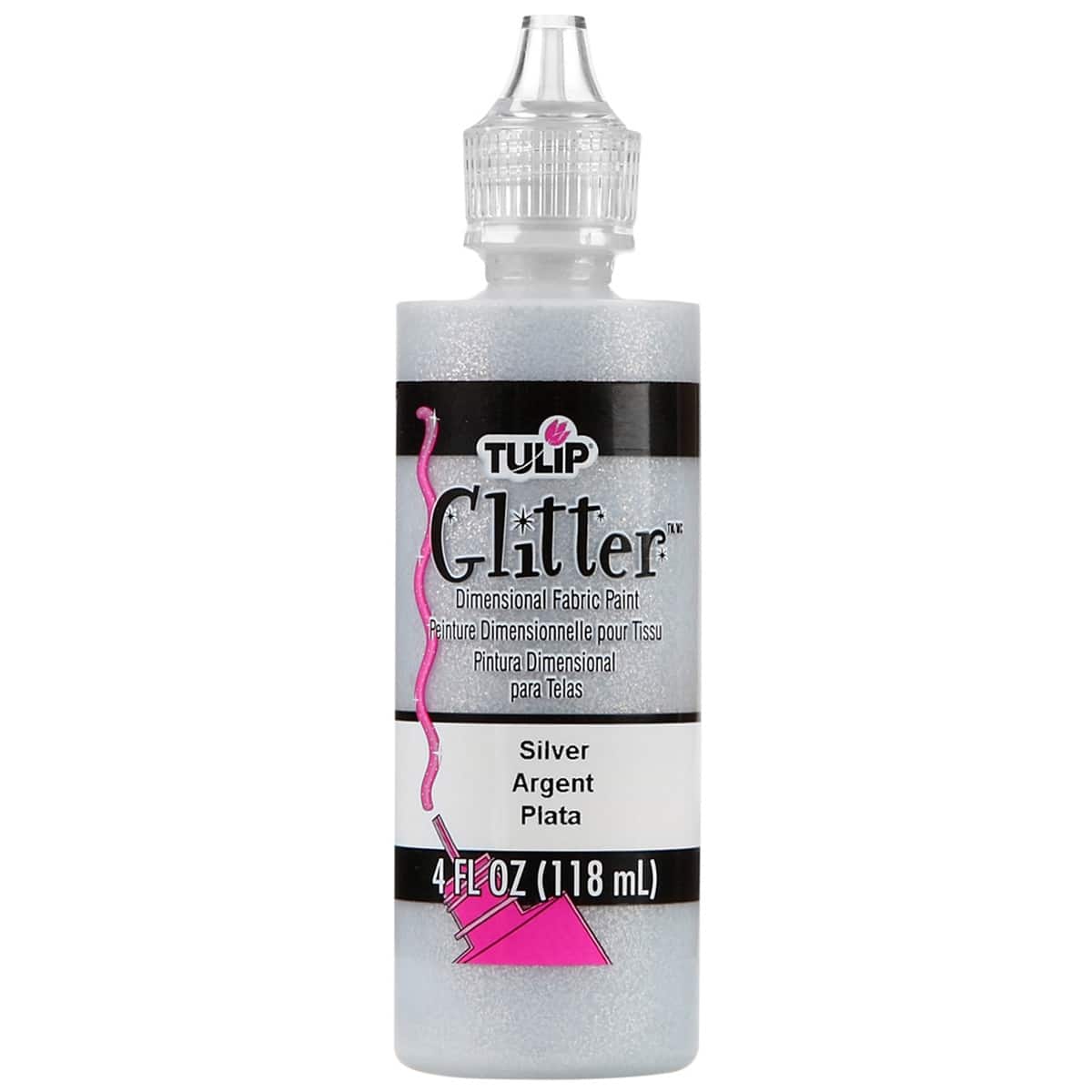 12 Pack: Tulip® Glitter™ Silver Dimensional Fabric Paint