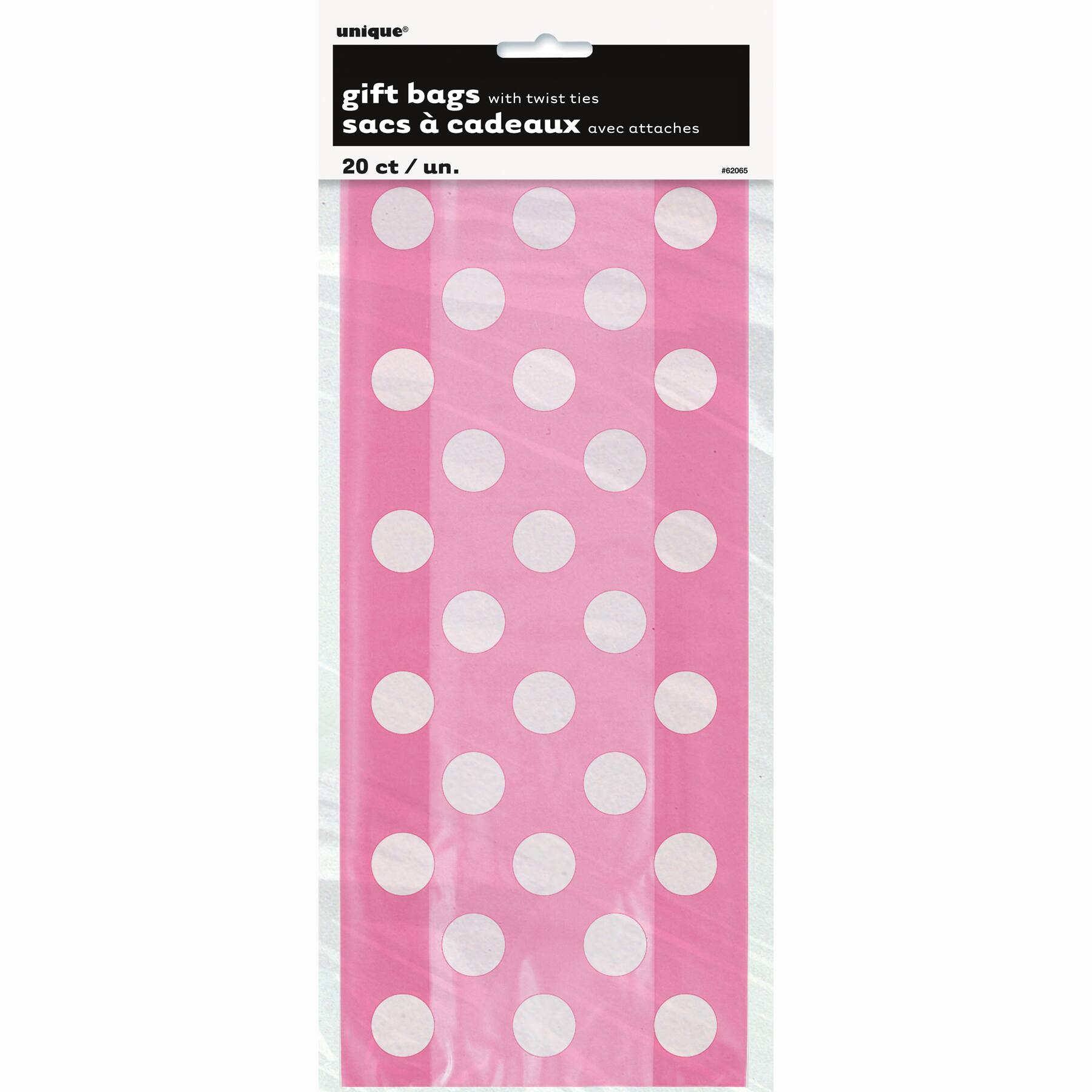 Hot Pink Polka Dots Cellophane Bags, 20ct