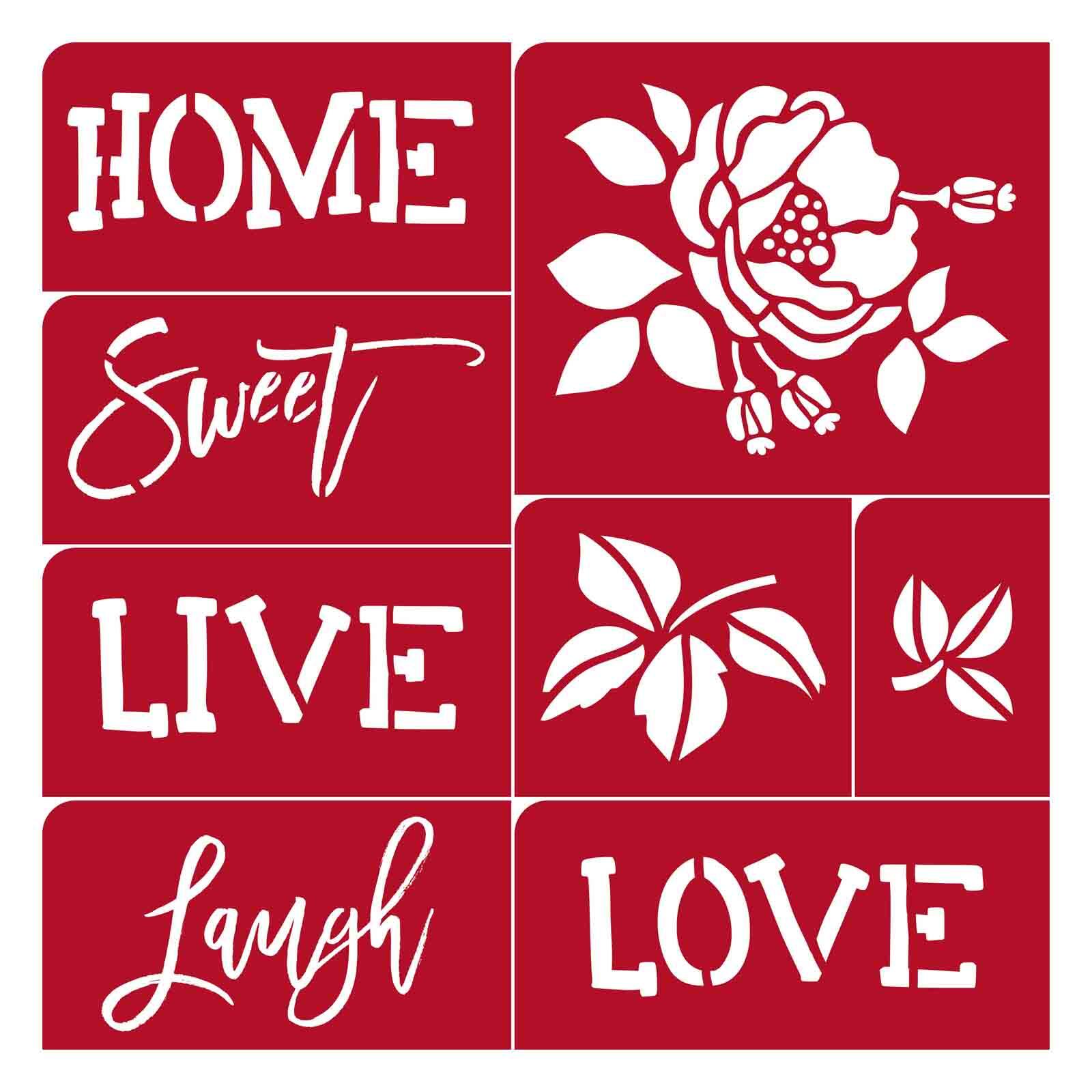 Home Improvement Home Sweet Home Floral Craft Stencil Expression Stencil Reusable Stencil Craft