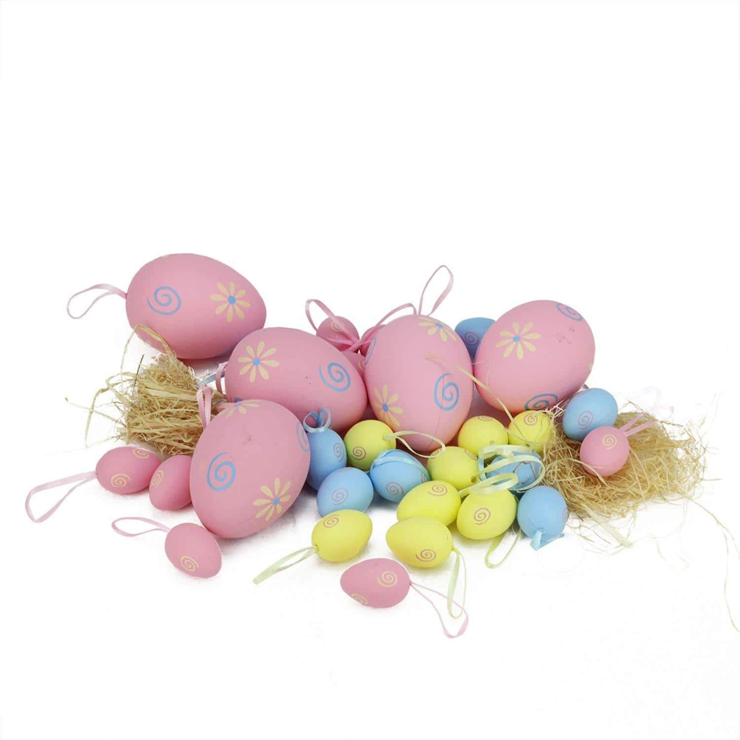 12x Easter Egg Ornaments w Loops Multi-Color Glitter Mini-Egg Foam Free Ship 