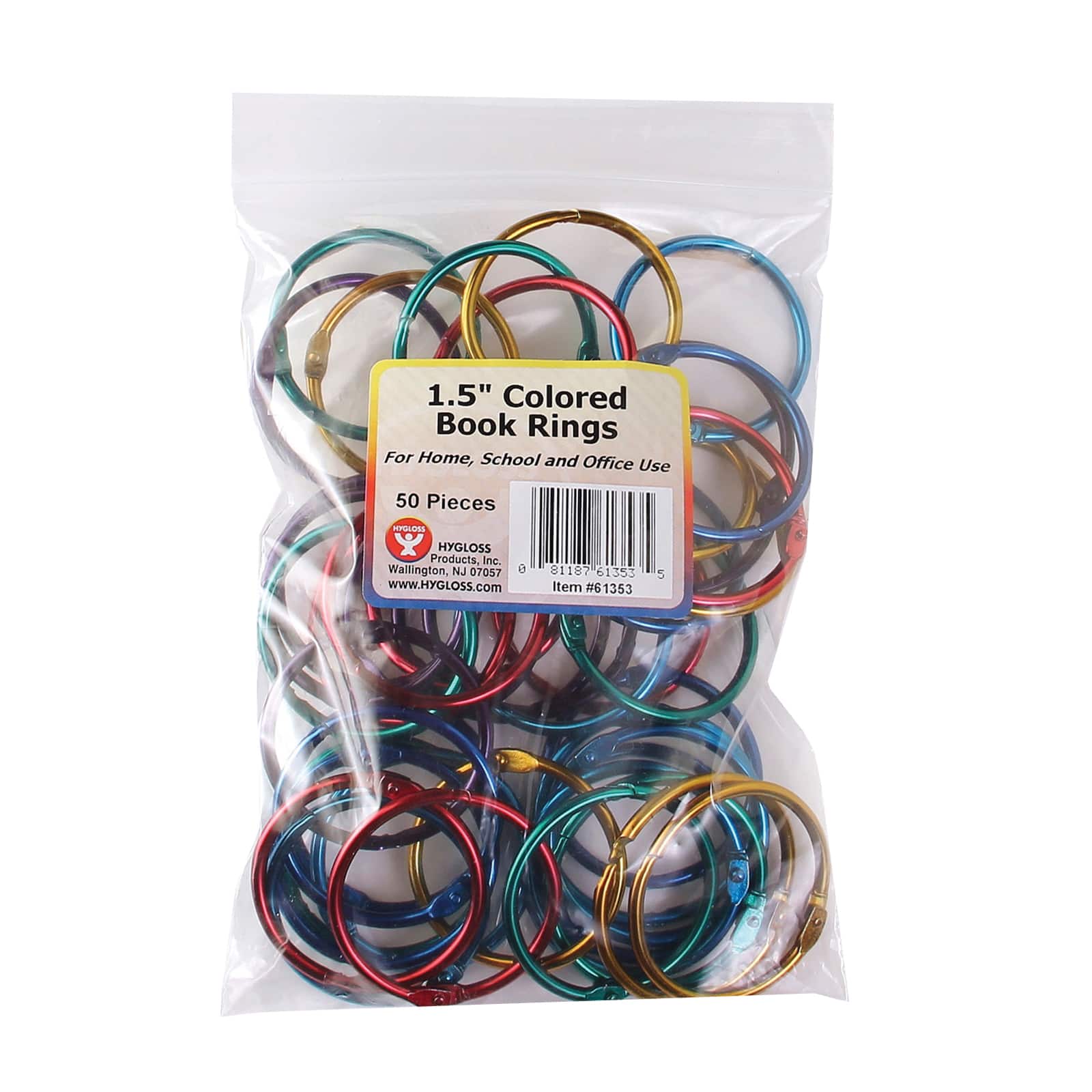 Hygloss Metallic Book Ring, 1.5" Diameter, Pack of 50