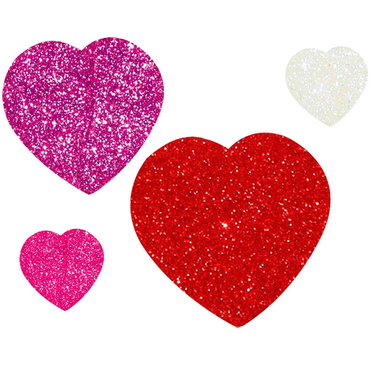Red Glitter Heart Stickers childrens card making kids decoration