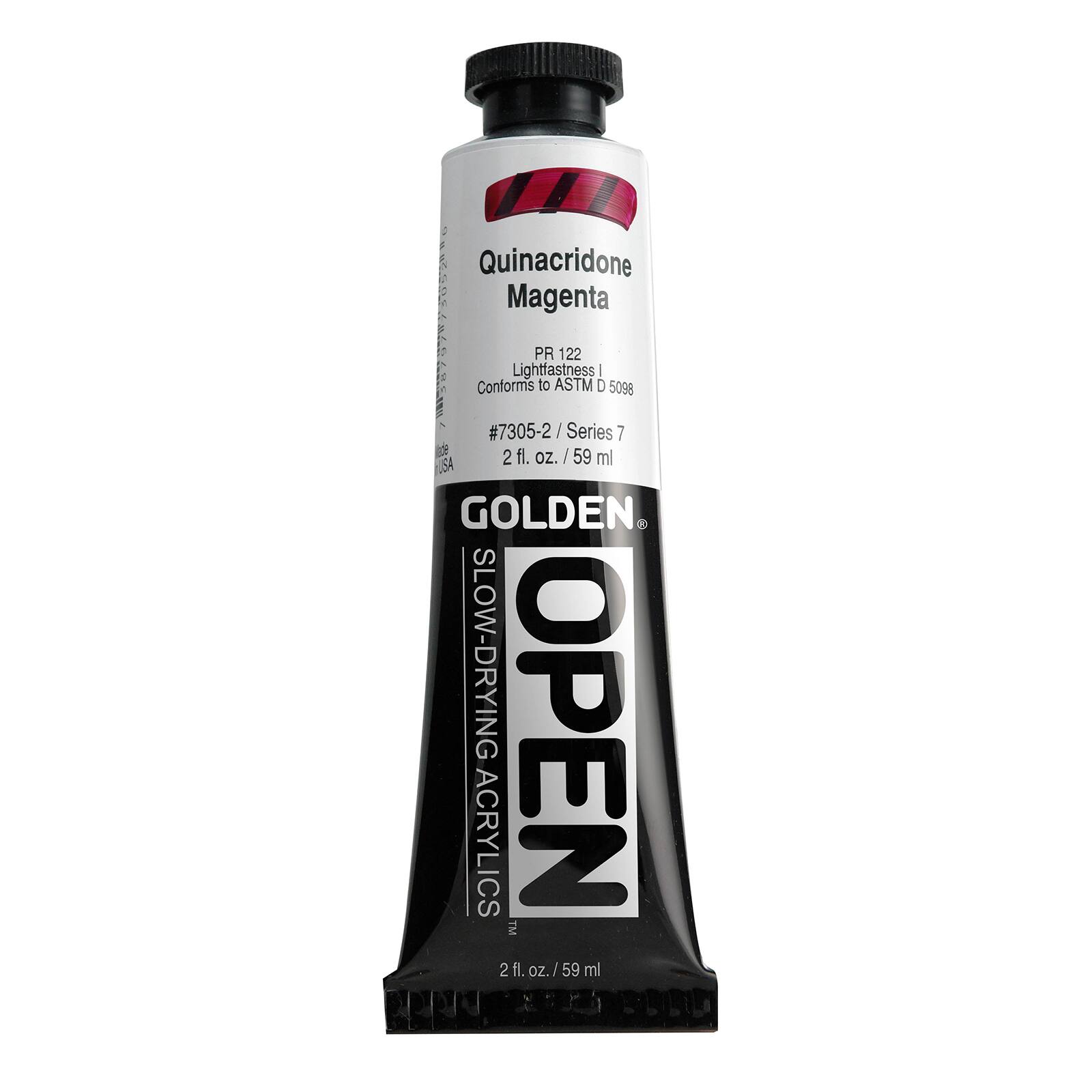Golden OPEN Slow-Drying Acrylics, 2 oz Paint in Quinacridone Magenta