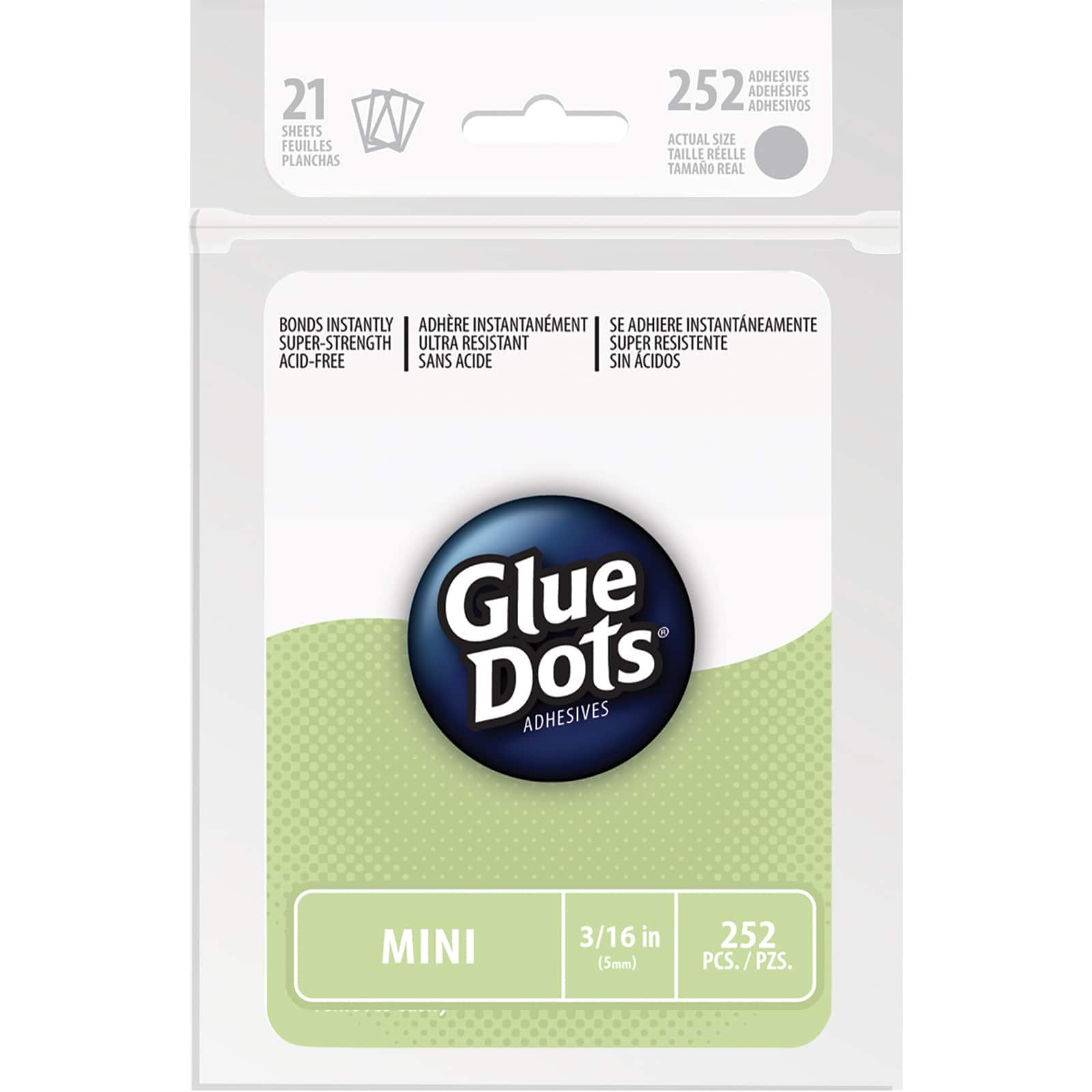 Glue Dots 256-Piece  Mini Dot Sheets, Clear, 3/16