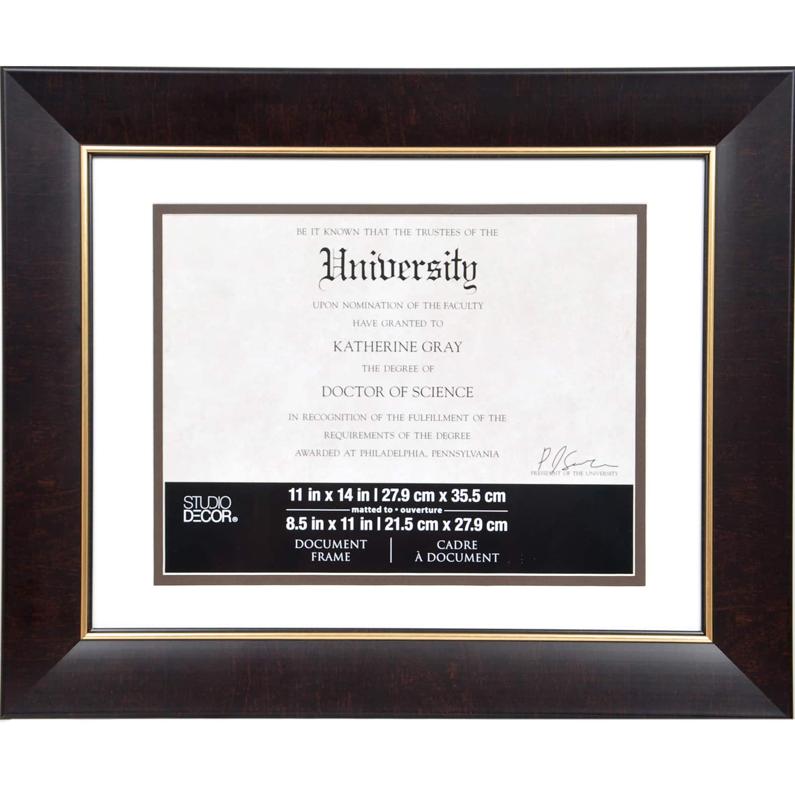 1 1/4" Size Frame w/Black sides "Special"  Silver Diploma  Frame w/2Mats 
