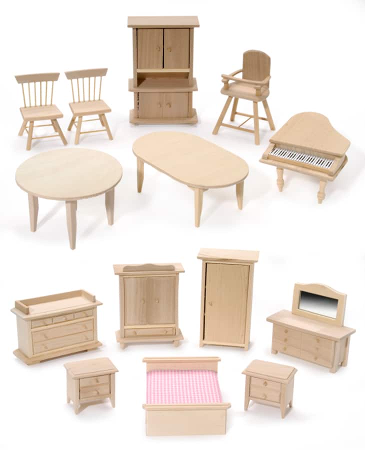 Pine Wood Mini Furniture 12 Styles