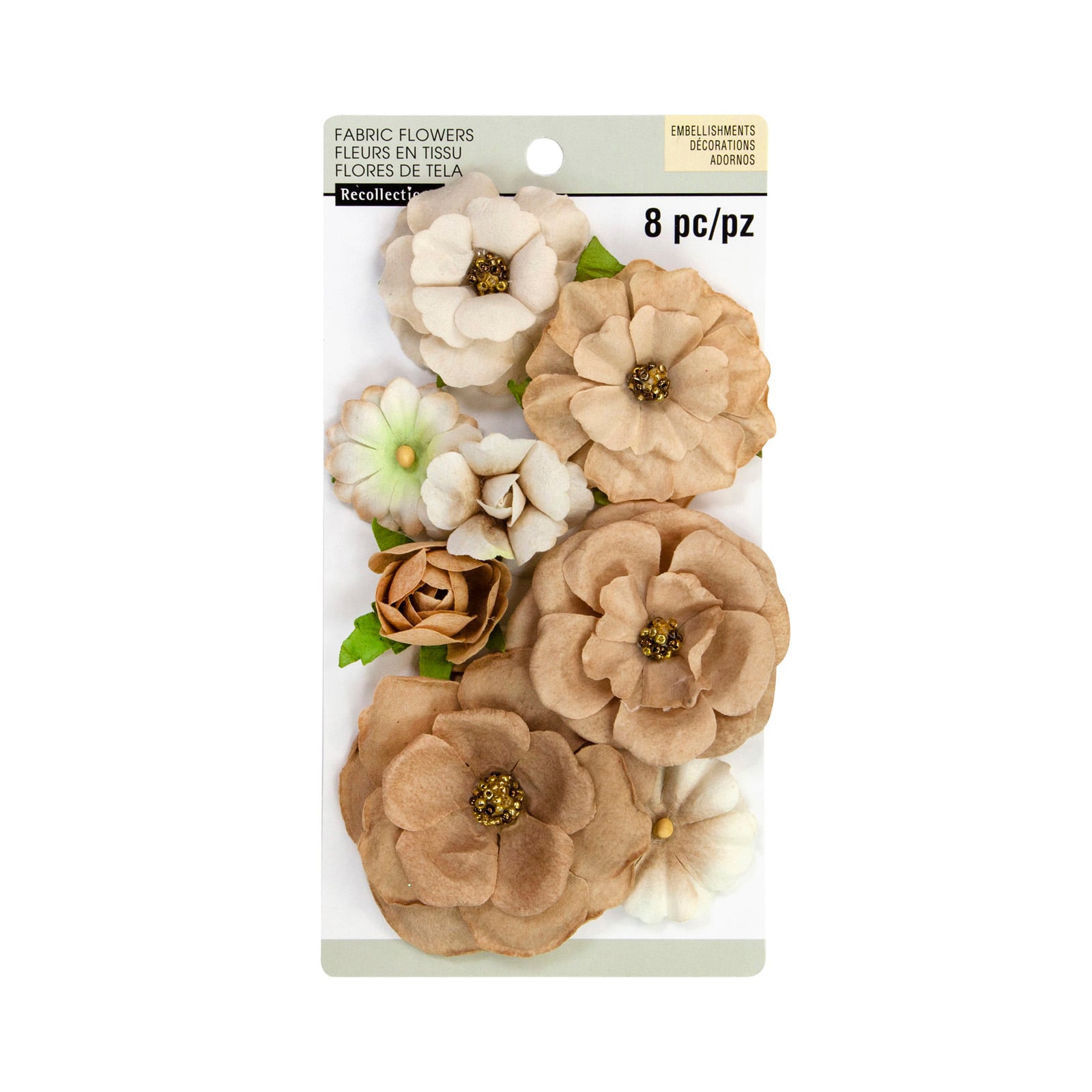 12 Packs: 8 ct. (96 total) Brown Mixed Flower Embellishments by Recollections&#x2122;