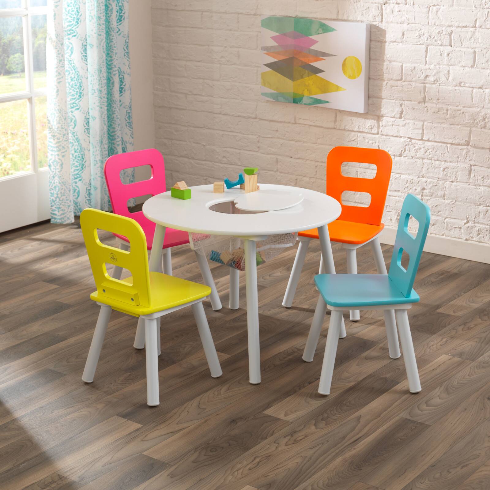 KidKraft Highlighter Round Storage Table &#x26; 4 Chair Set