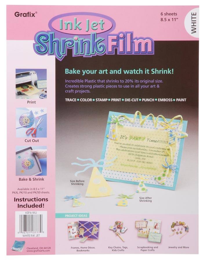 Grafix Shrink Film White 8 5 X 11 Inches 6 Sheets