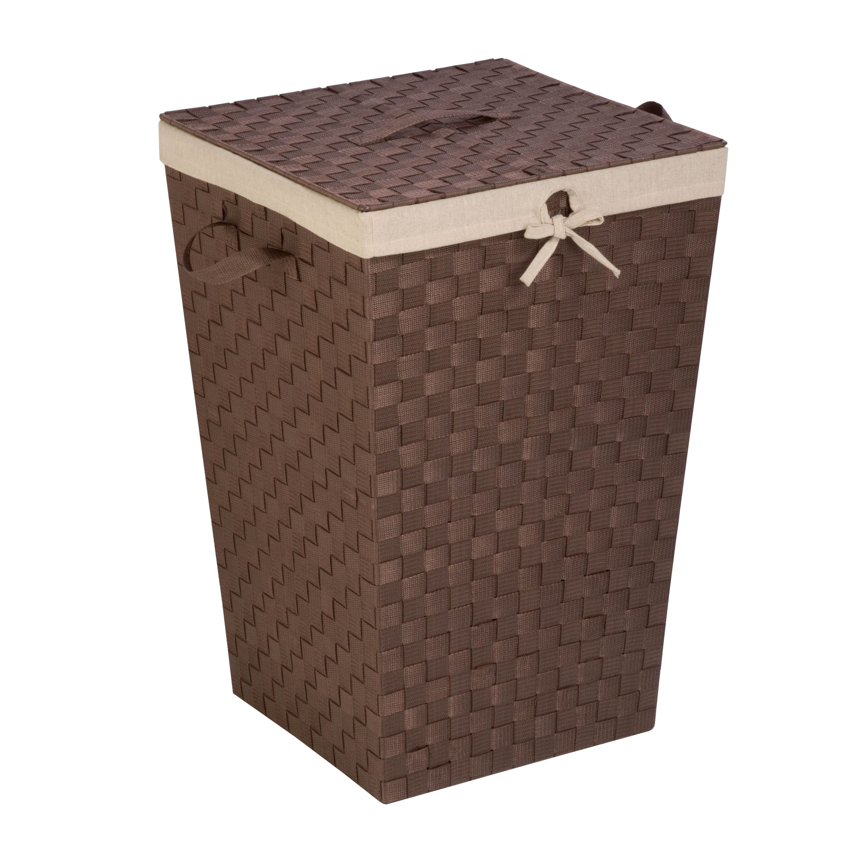 Honey Can Do Java Brown Decorative Woven Hamper with Lid