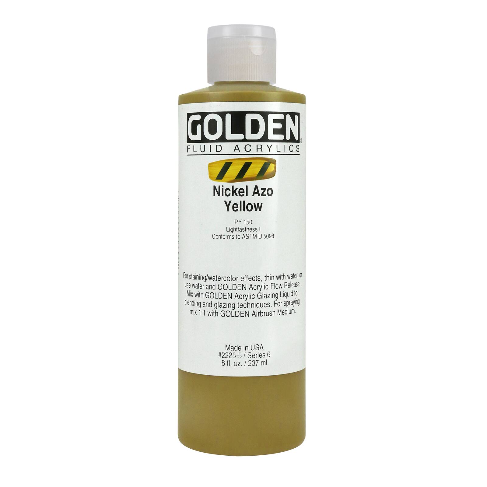 Golden Fluid Acrylics, 8 oz Paint in Nickel Azo Yellow
