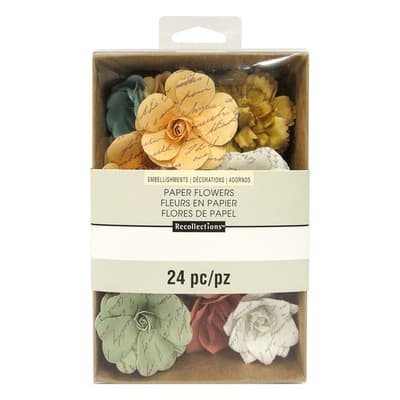 Assorted Mulberry Print Paper Flower Embellishments By Recollections™ image