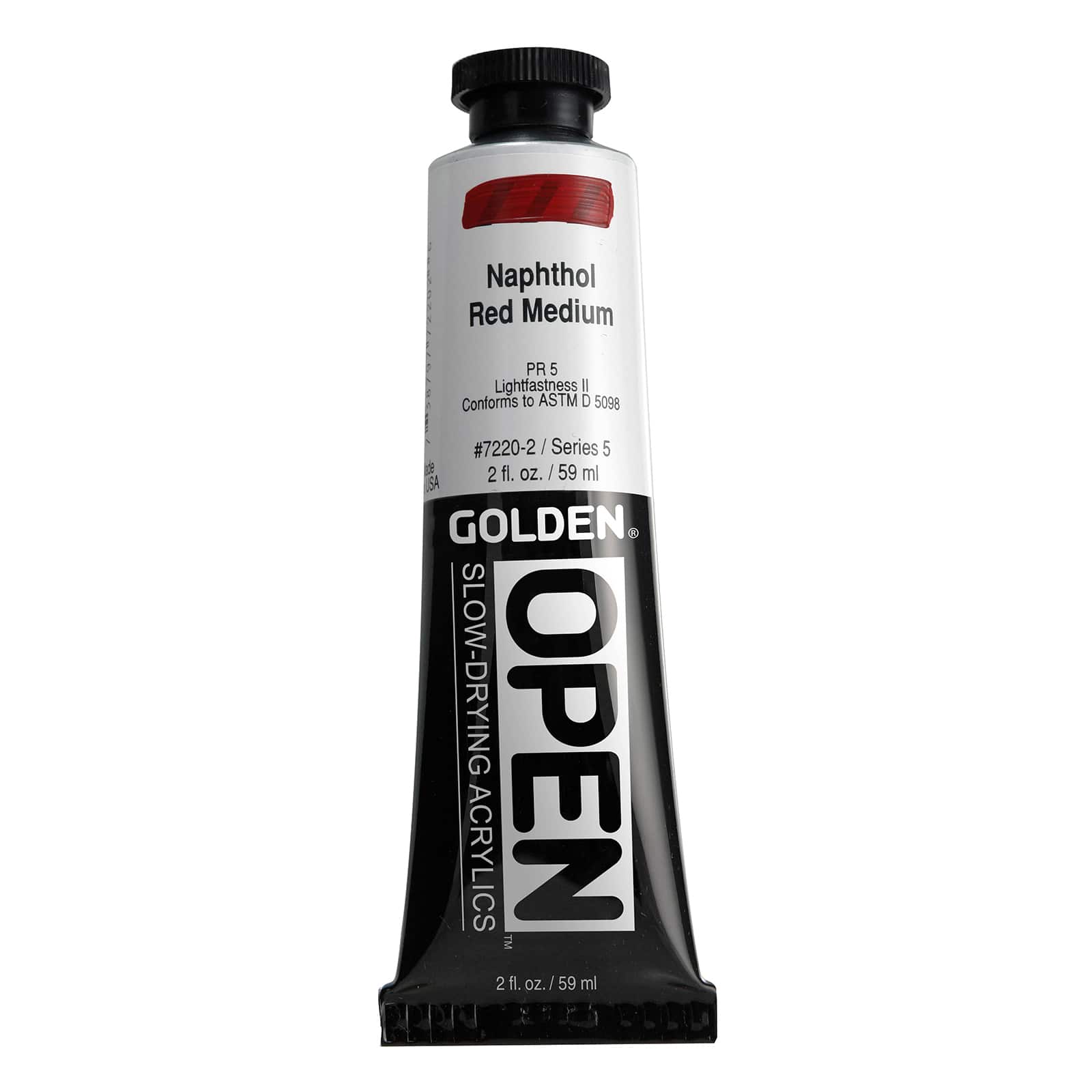 Golden OPEN Slow-Drying Acrylics, 2 oz Paint in Naphthol Red Medium