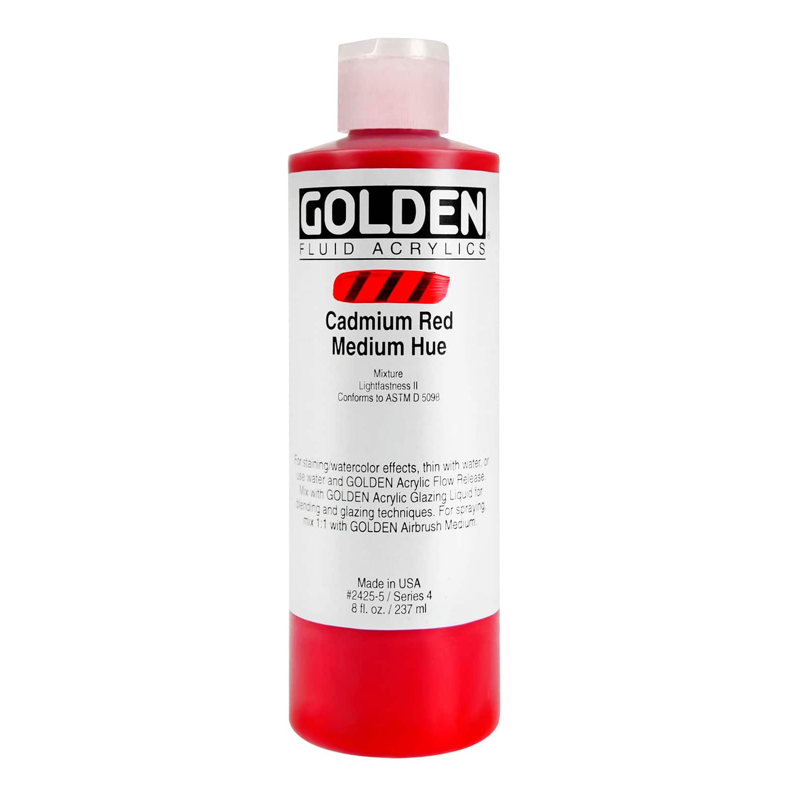 Golden Fluid Acrylics, 8 oz Paint in Cadmium Red Medium Hue