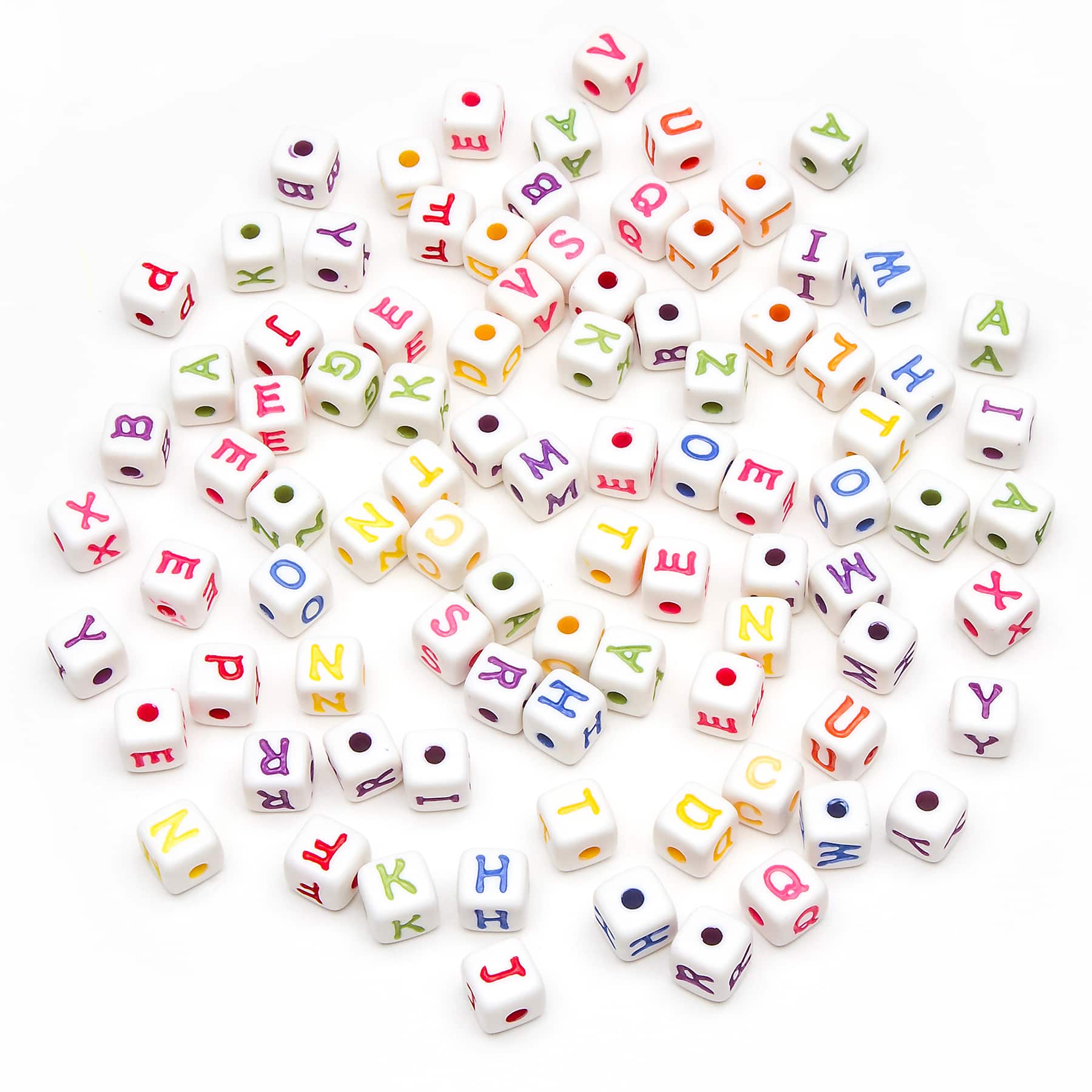 Colorful Alphabet Cube Beads, Rainbow Letter Cube Beads, Bulk Letter B