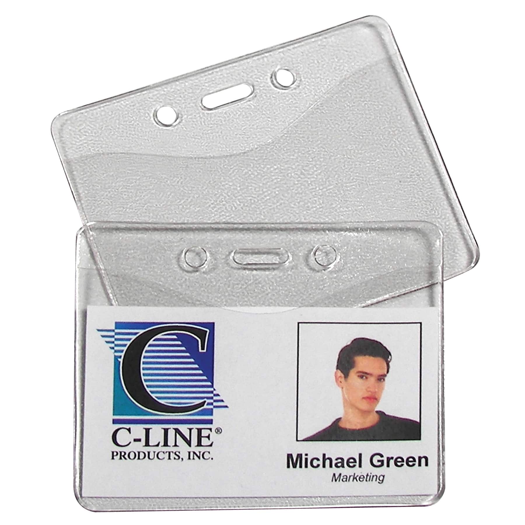 C-Line® Horizontal Vinyl Heavy Duty ID Badge Holders, Box of 100