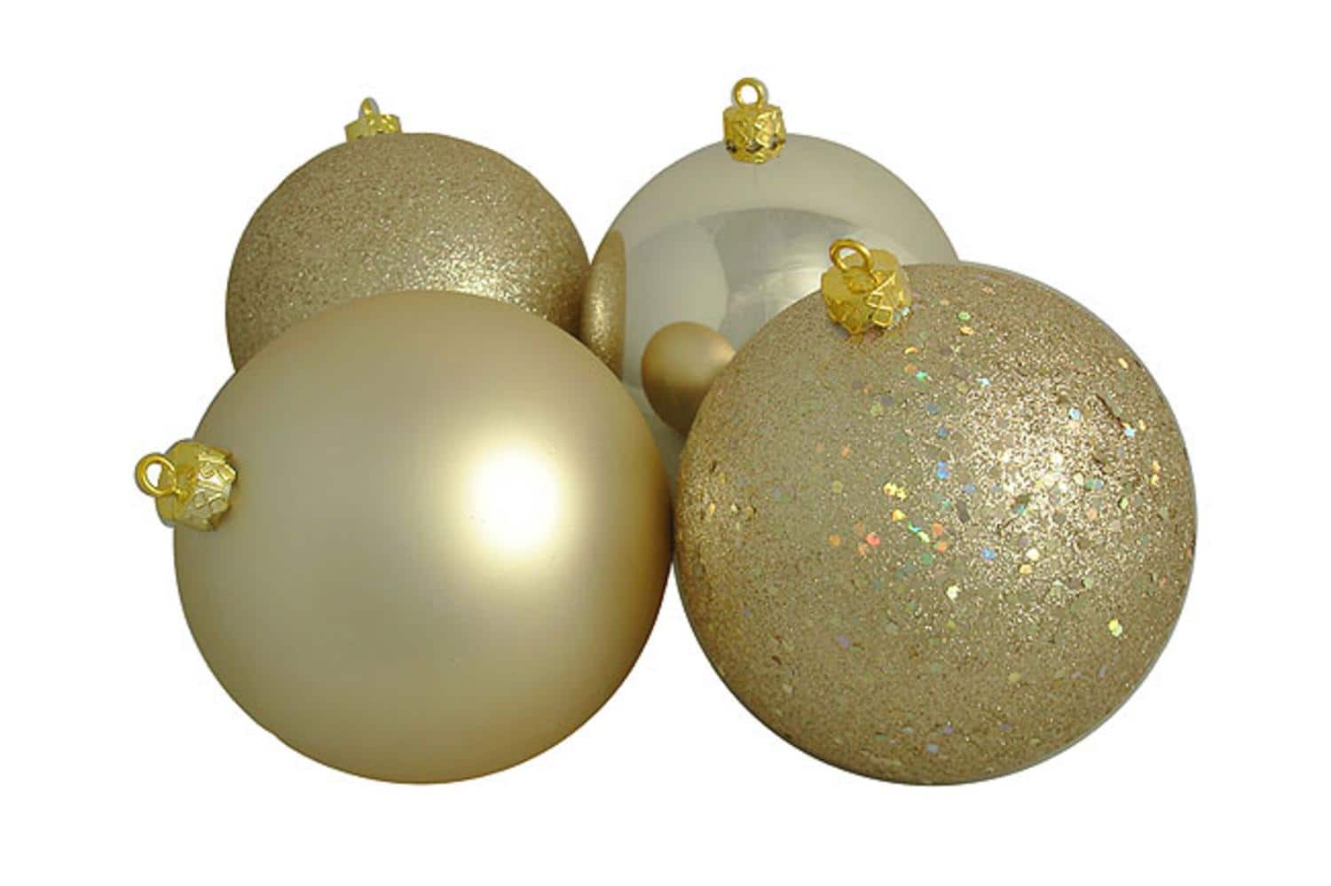 4ct Champagne Gold Shatterproof 4-Finish Ball Ornaments