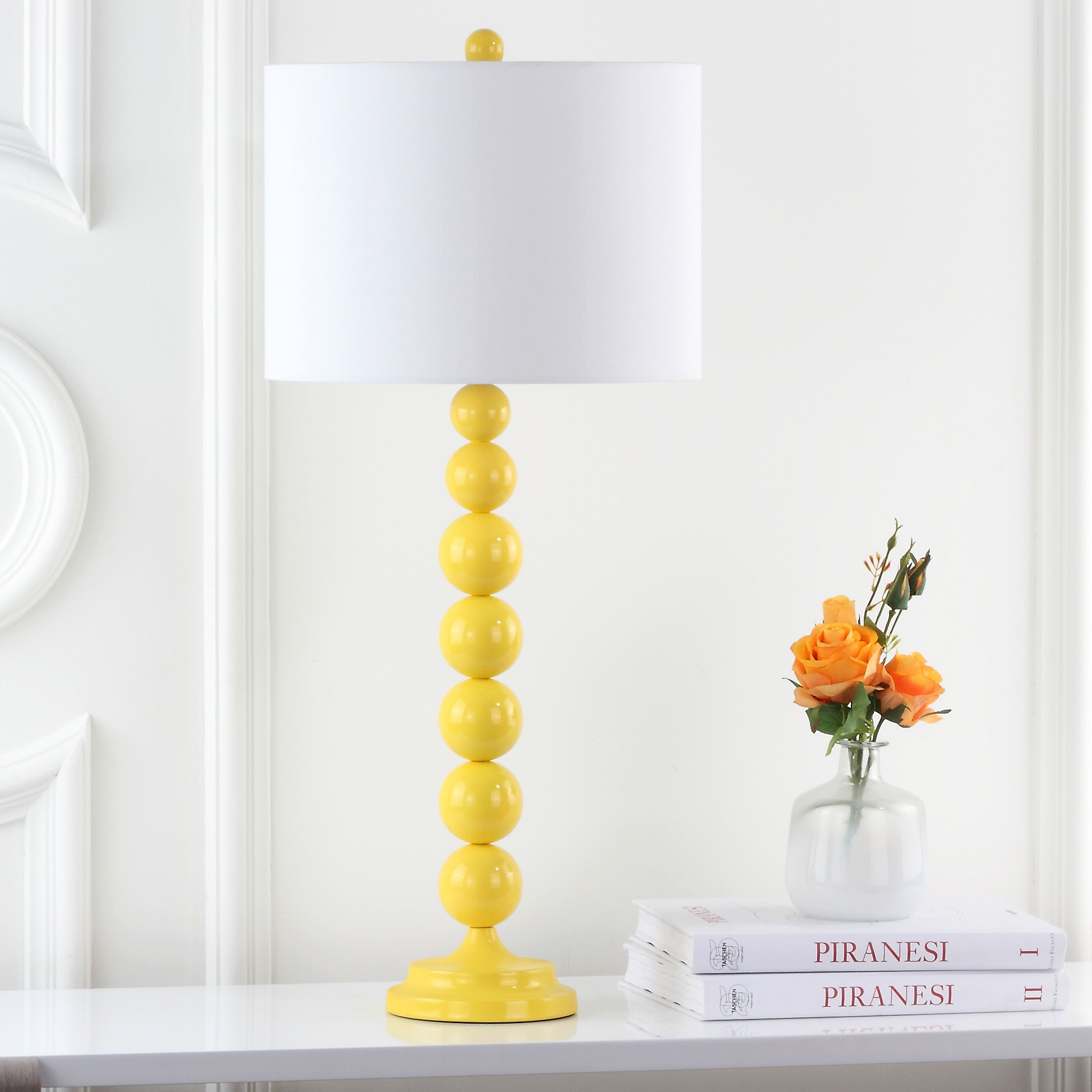 Jenna Stacked Ball Table Lamp Set in Yellow