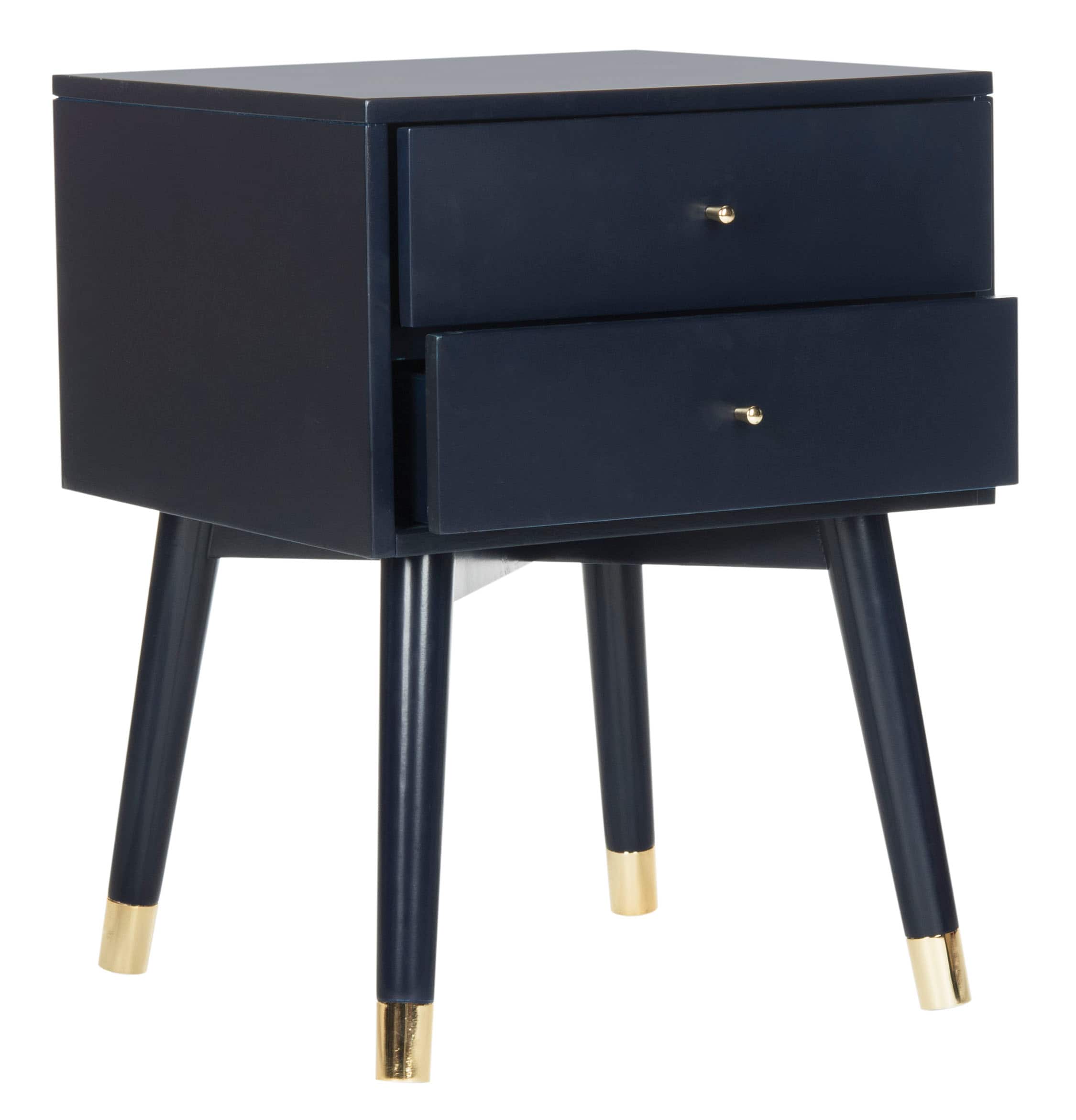 Lyla Retro Nightstand in Navy & Gold