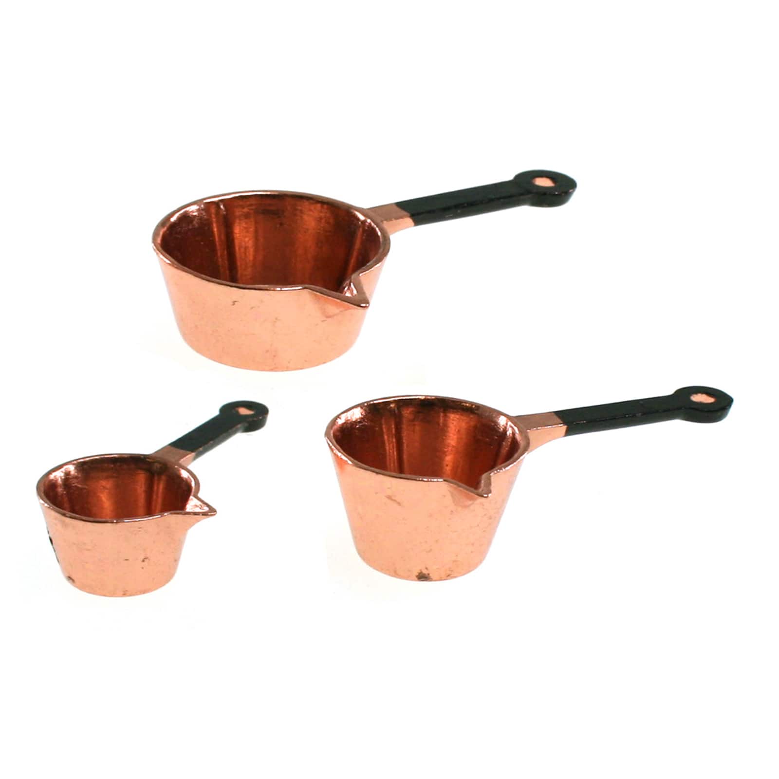 NEW MINIATURE SET OF 2 COPPER COOKING POT TIMELESS MINIS FOR DOLLHOUSE OR CRAFT 