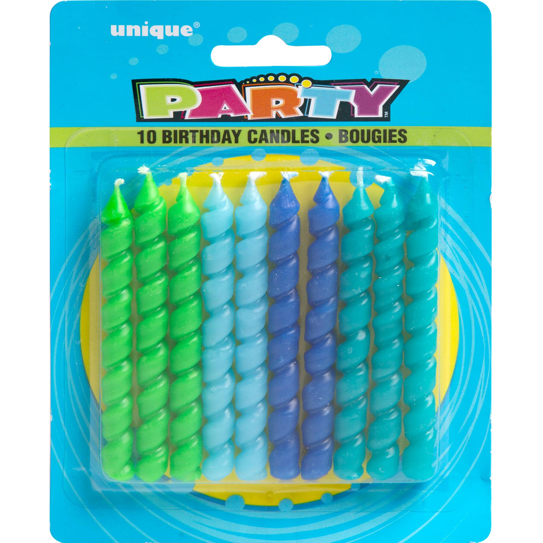 Green And Blue Spiral Birthday Candles 10ct