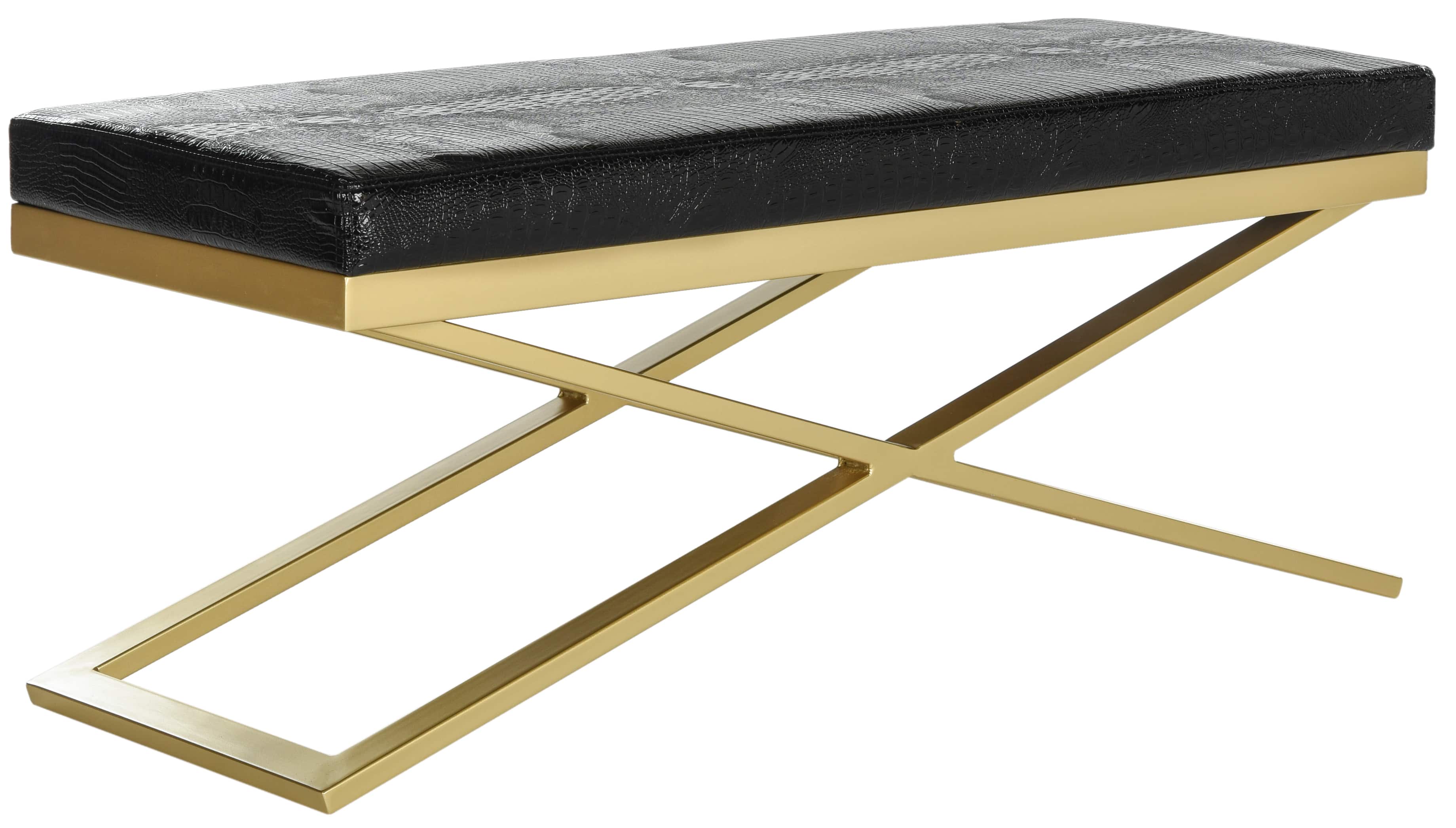 Acra Bench in Black Crocodile &#x26; Gold