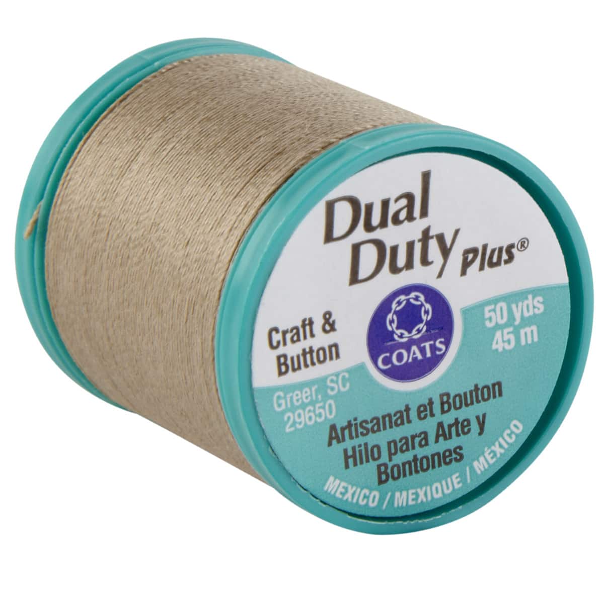 Coats & Clark Dual Duty Plus Button & Craft Thread, 50 yards/45 meters,  White. 