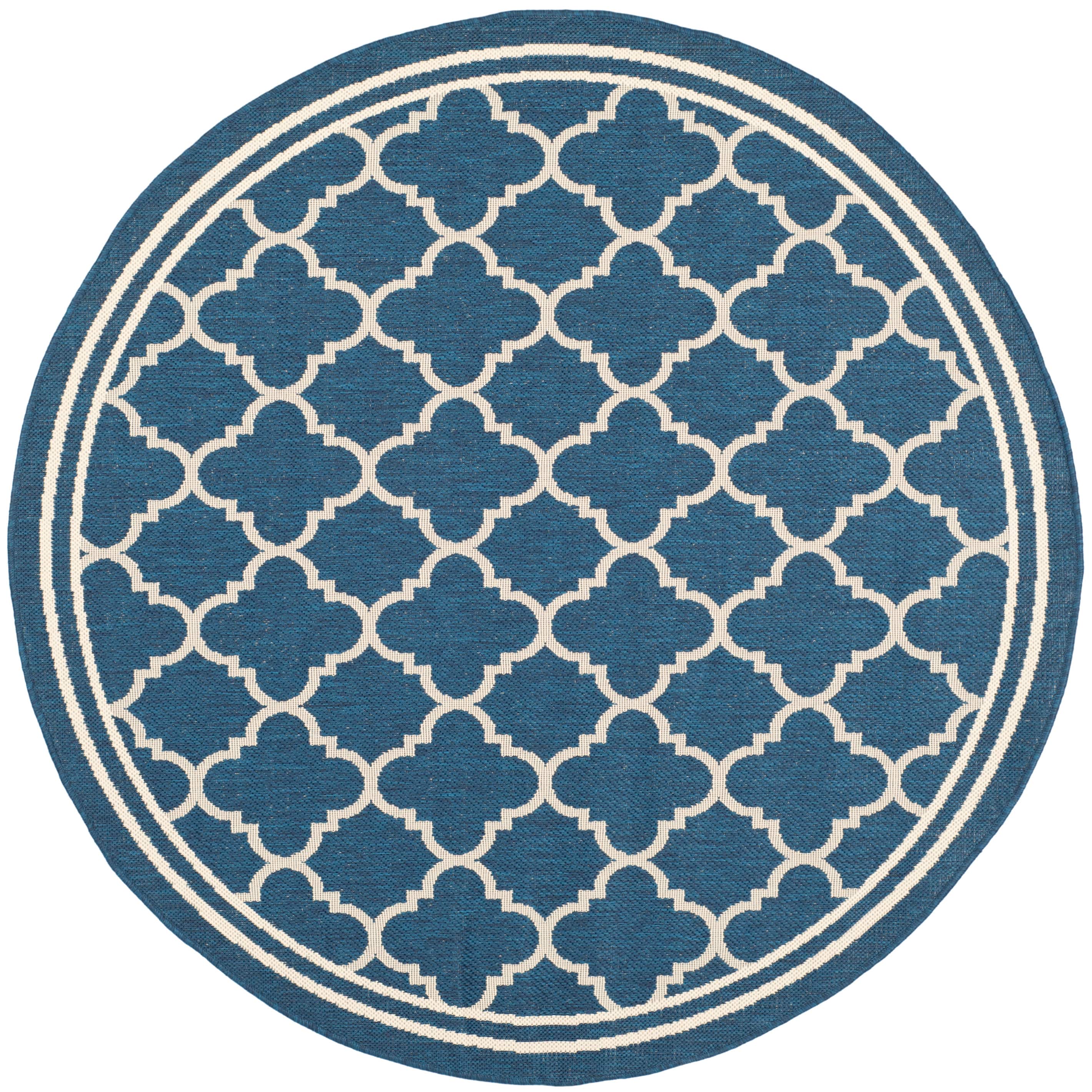 Courtayrd Quatre Border 4&#x27; X 4&#x27; Round Area Rug