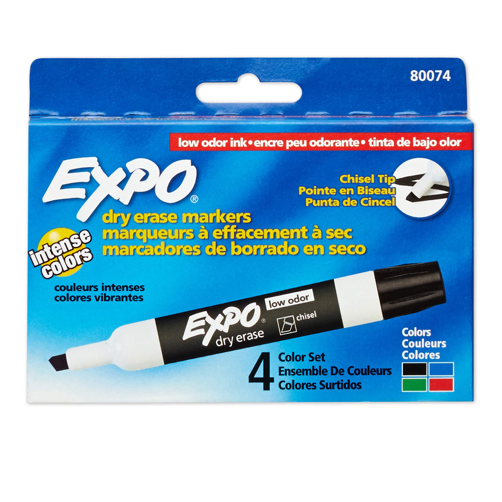 4 Packs: 3 Packs 4 ct. (48 total) Expo&#xAE; Low Odor Basic Assorted Chisel Tip Dry Erase Markers