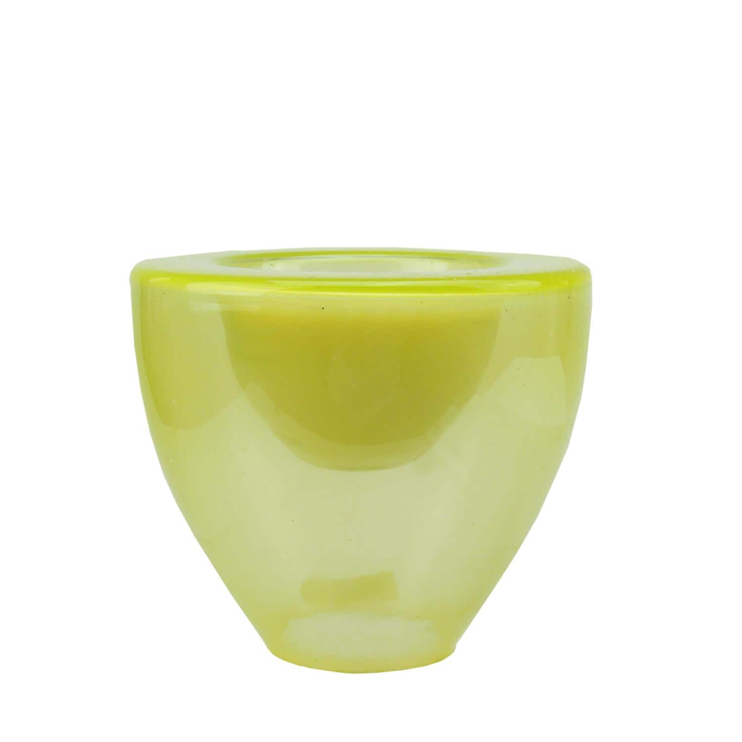 5.25&#x22; Lime Green Glass Votive Candle Holder with Wax Candle