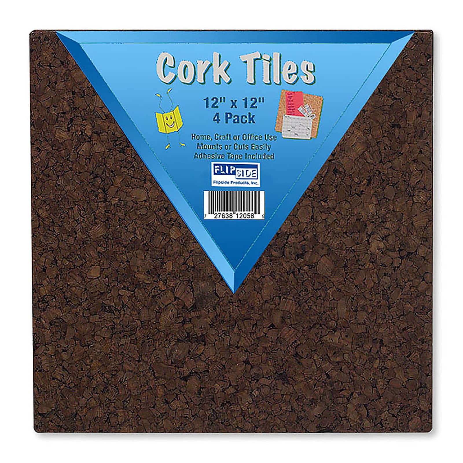 Self-Stick Cork Tiles 12 x 12-In. Dark 4-Pk. 