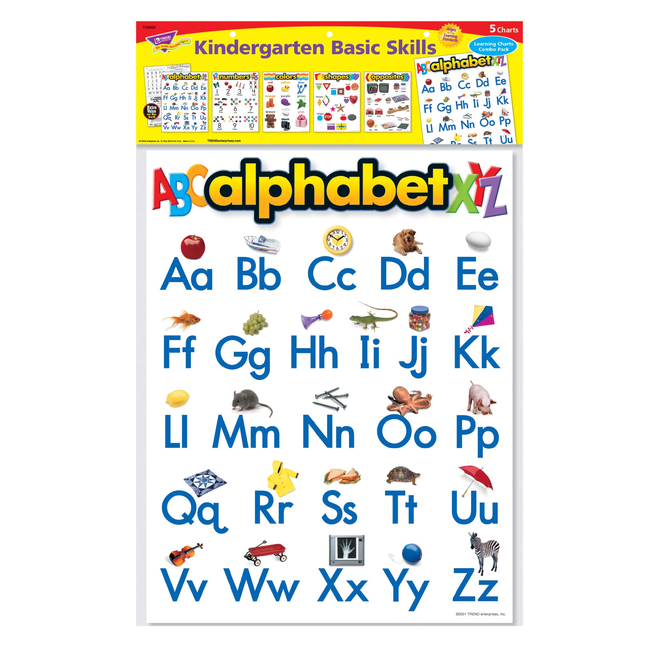 Kindergarten Basic Skills Learning Charts Combo Pack, Set of 5