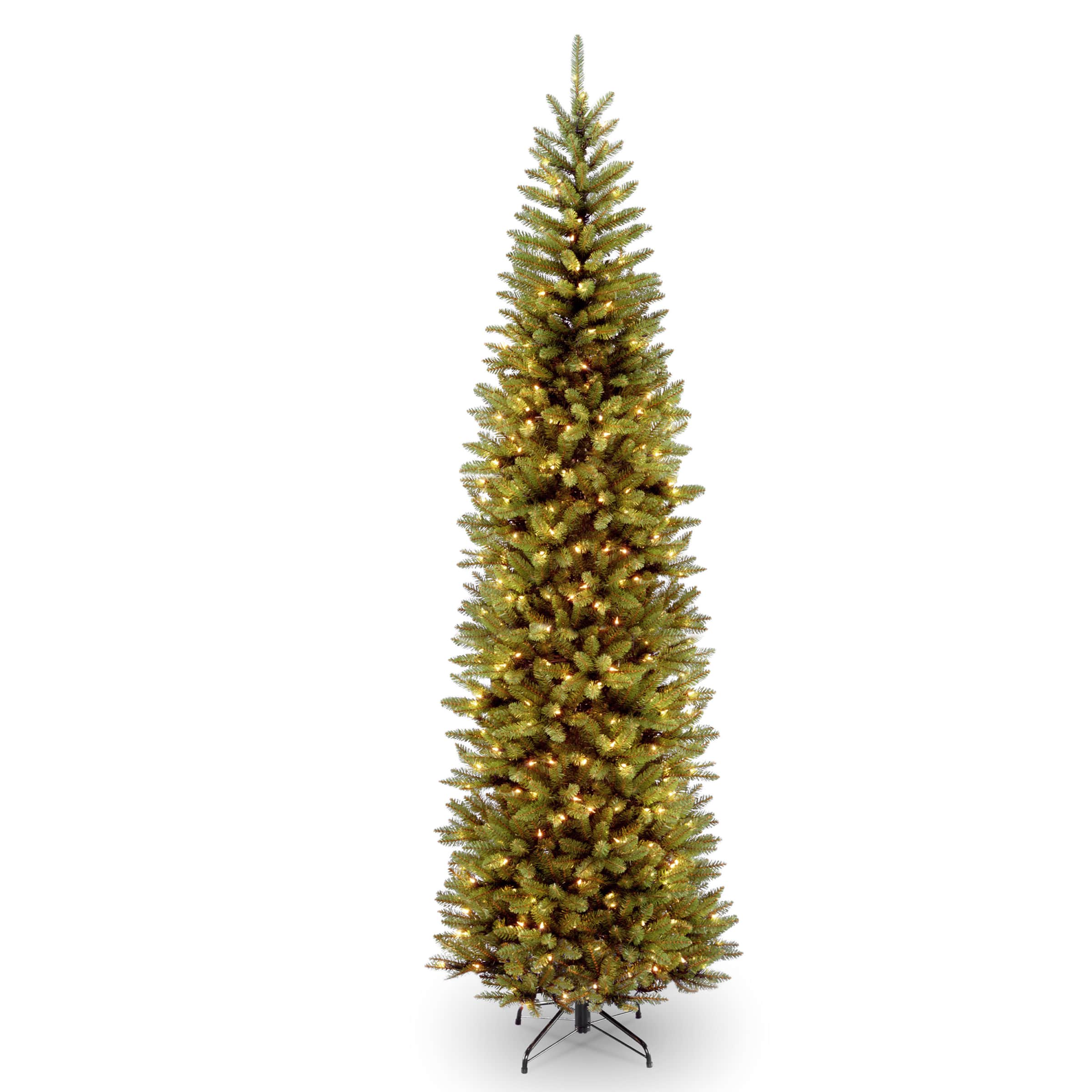 9 Ft Pre Lit Kingswood Fir Pencil Artificial Christmas Tree Clear Lights 9ft Pencil Slim Pre Lit Christmas Tree