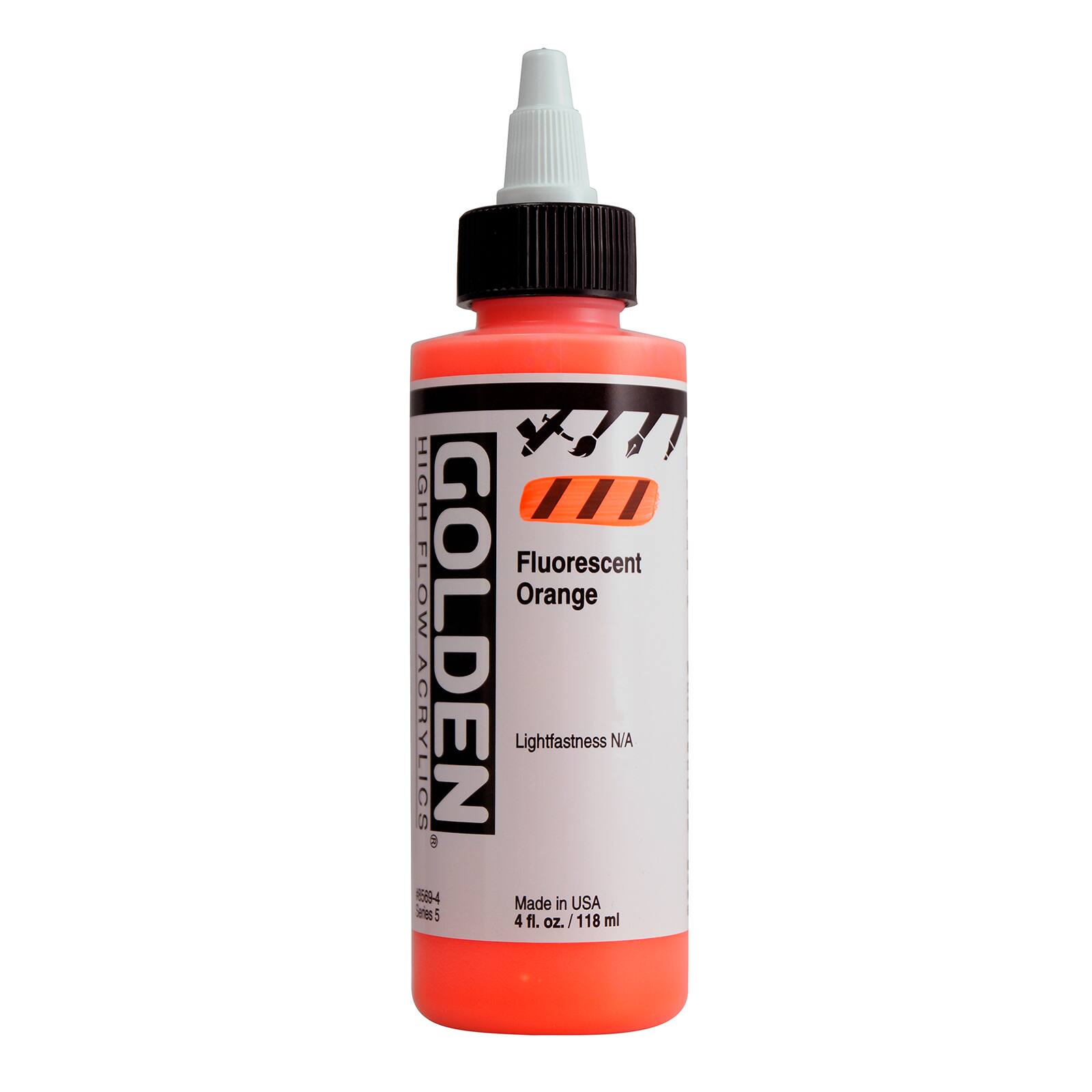 Golden High Flow Acrylics 4 oz Paint in Fluorescent Orange