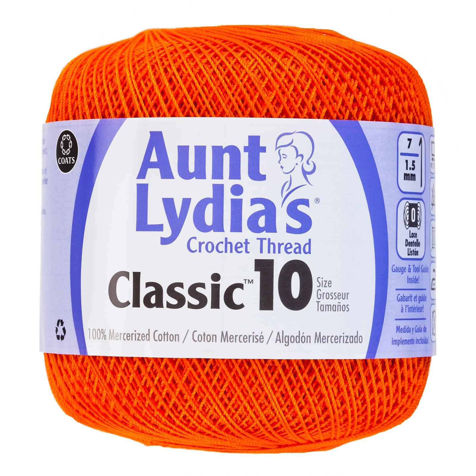 Aunt Lydia's Classic Crochet Thread Size 10-Bright Coral, 1 count