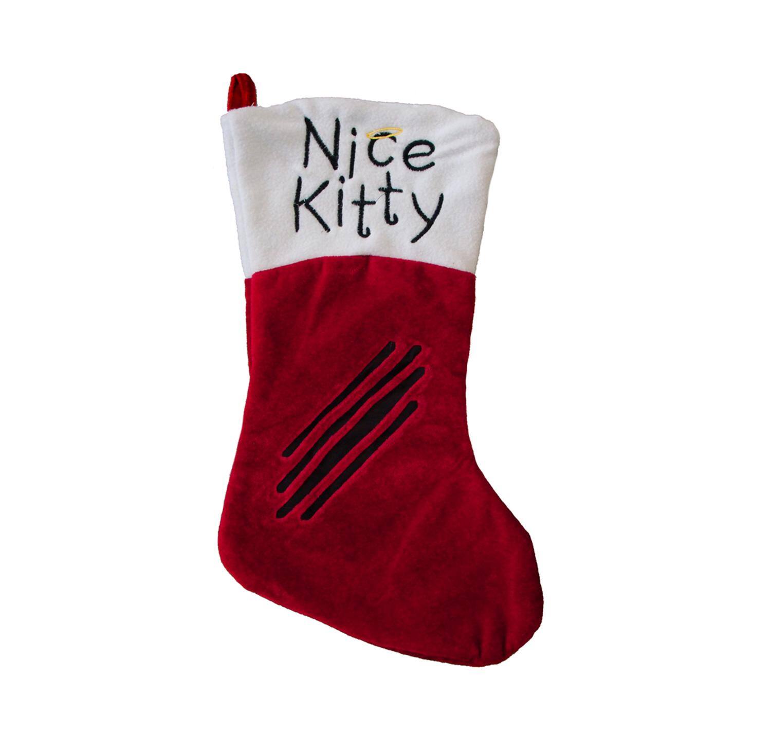 19" Embroidered "Nice Kitty" Christmas Stocking