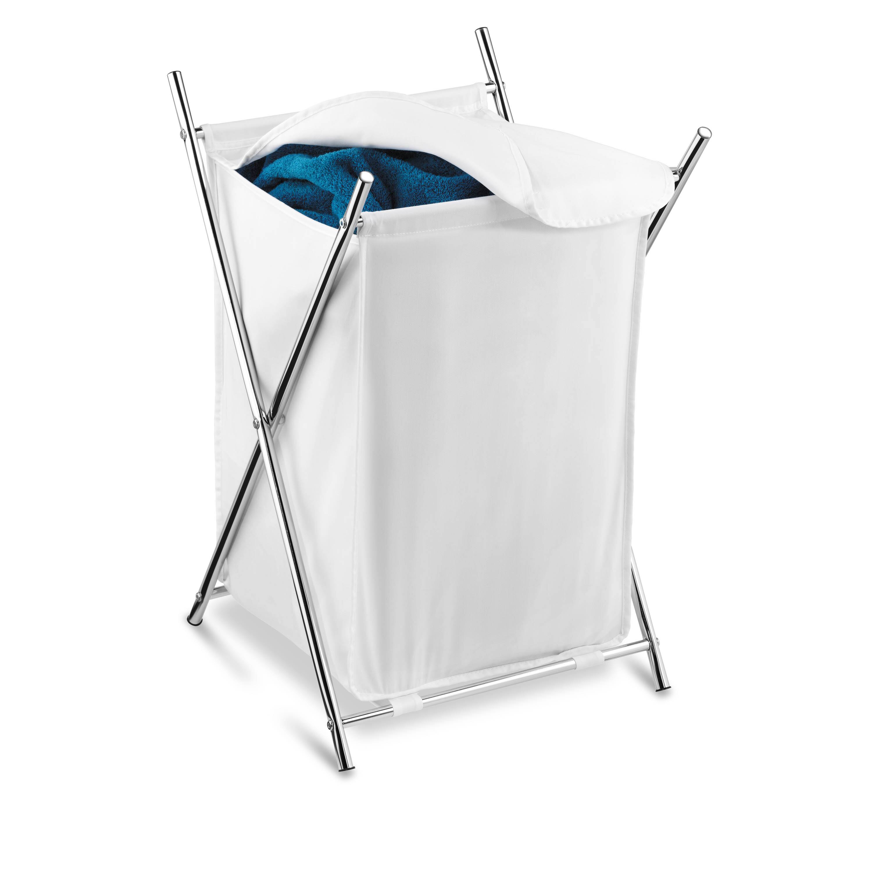 Honey Can Do 27" Chrome & White Folding Hamper