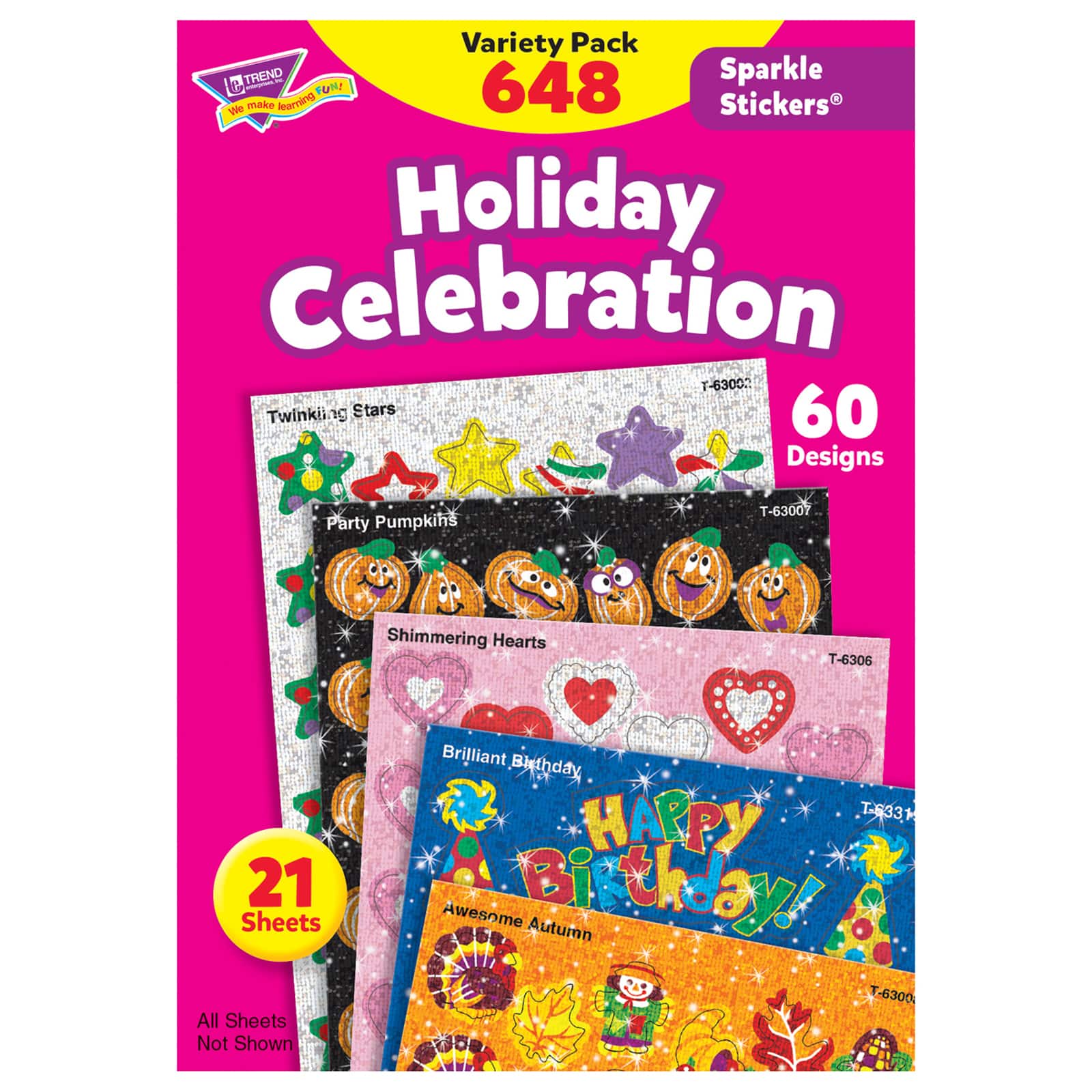 Trend Enterprises&#xAE; Holiday Celebration Sparkle Stickers&#xAE;, 648 Pack