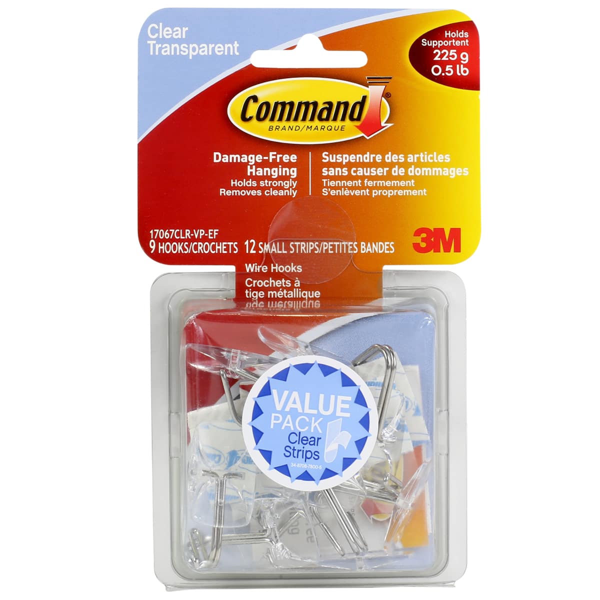 Command Clear Small Wire Hooks with Clear Strips Value Pack 
