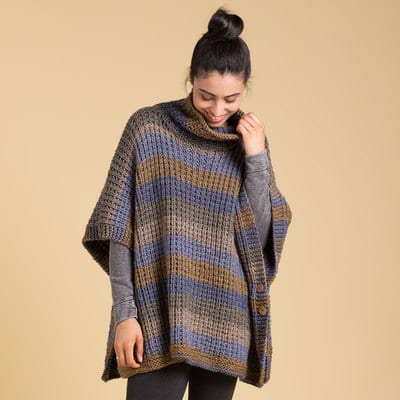 Caron® Tea Cakes™ Cozy Up Knit Poncho in Cornflower | Projects | Michaels