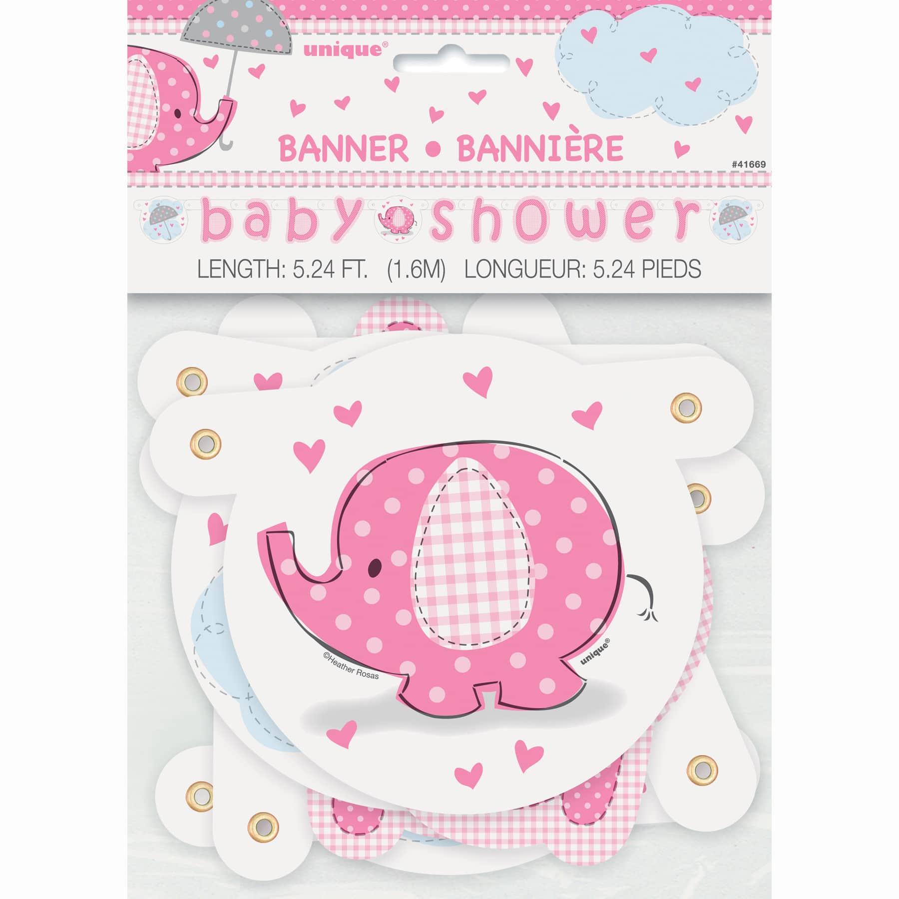 Pink Elephant Baby Shower Letter Banner 5ft