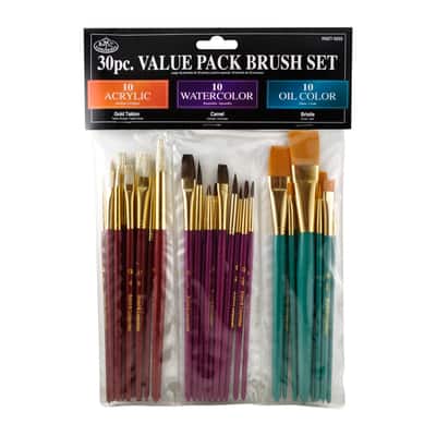 Royal Brush Super Value Brush Set, Sable, Shaders & Rounds, 10-Brushes